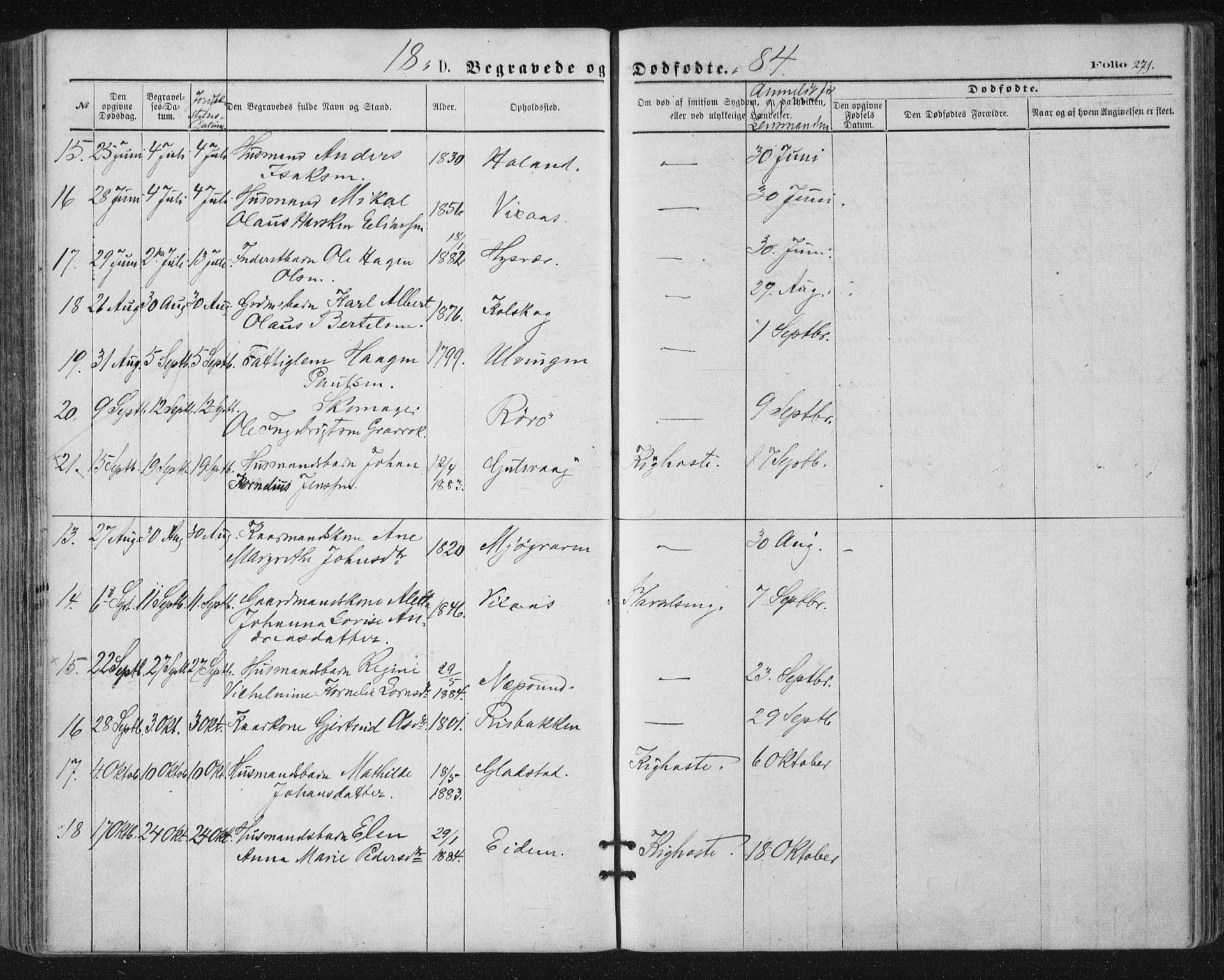 Ministerialprotokoller, klokkerbøker og fødselsregistre - Nordland, SAT/A-1459/816/L0241: Parish register (official) no. 816A07, 1870-1885, p. 271