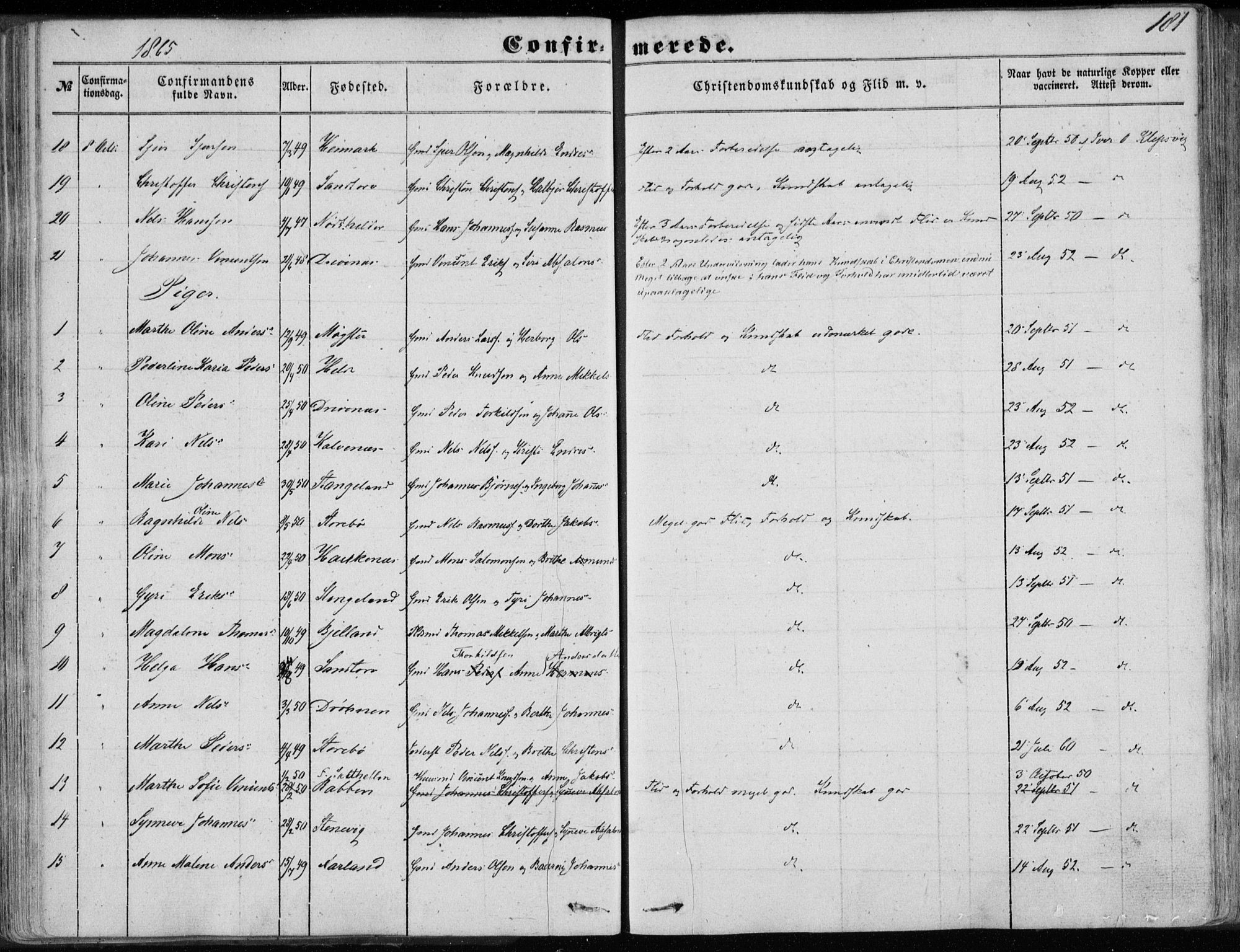 Sund sokneprestembete, SAB/A-99930: Parish register (official) no. A 14, 1850-1866, p. 181