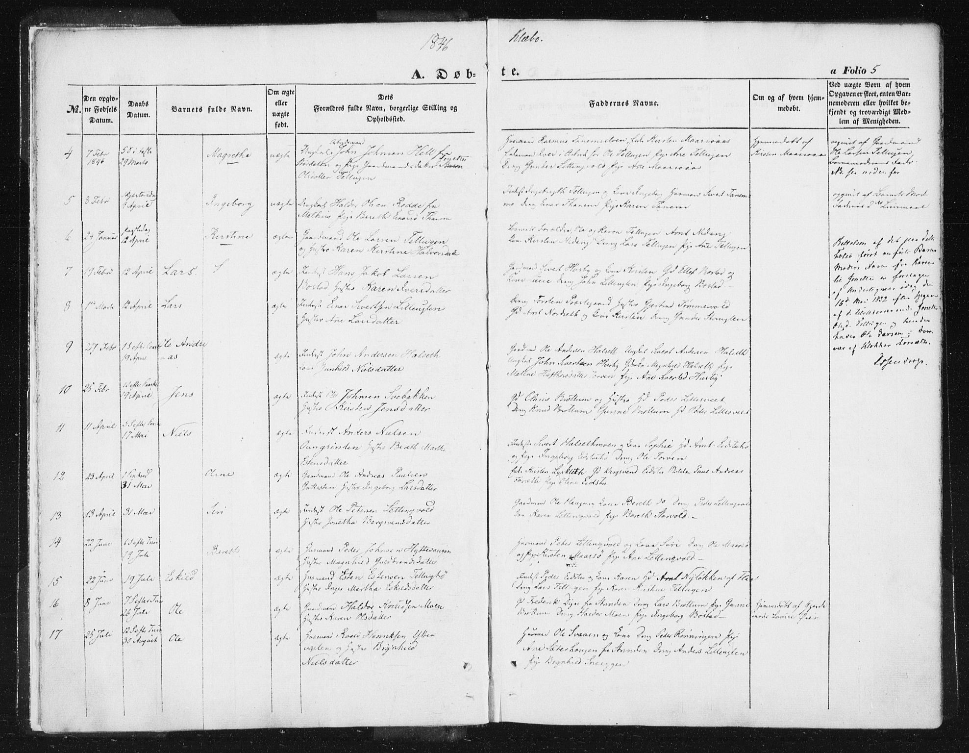 Ministerialprotokoller, klokkerbøker og fødselsregistre - Sør-Trøndelag, SAT/A-1456/618/L0441: Parish register (official) no. 618A05, 1843-1862, p. 5