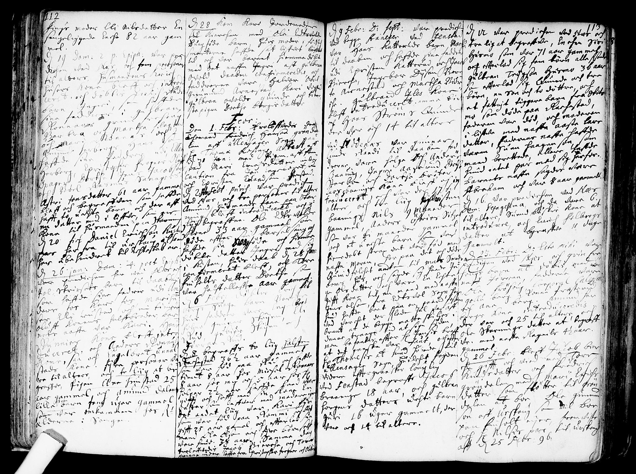 Nes prestekontor Kirkebøker, AV/SAO-A-10410/F/Fa/L0001: Parish register (official) no. I 1, 1689-1716, p. 112-113