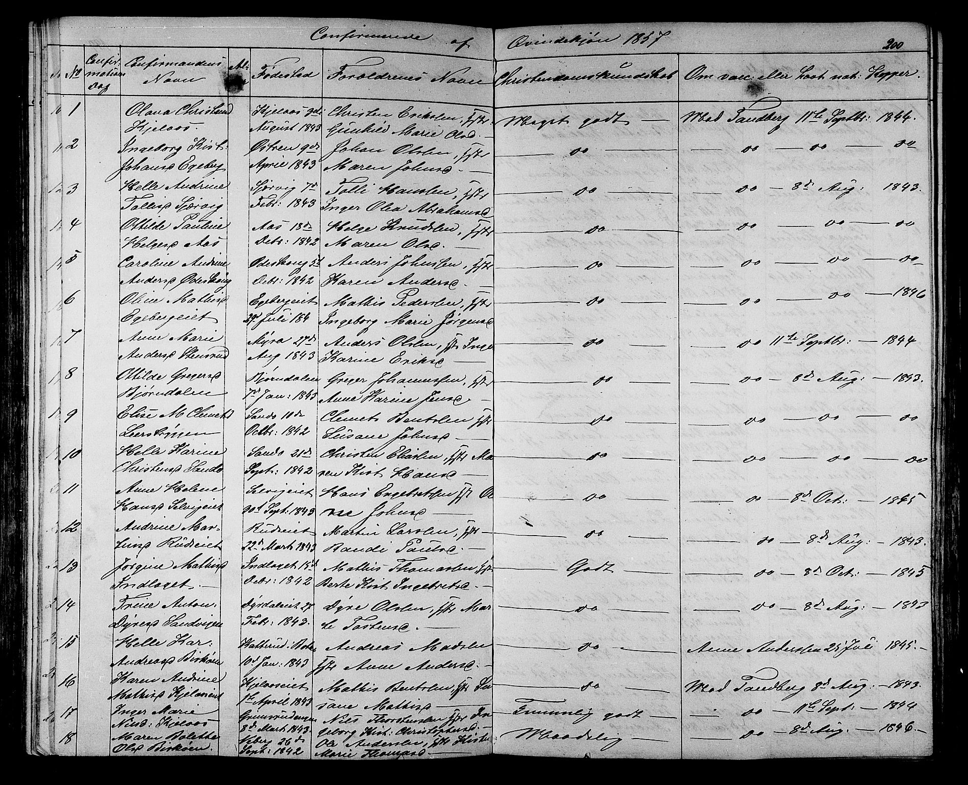 Sande Kirkebøker, AV/SAKO-A-53/G/Ga/L0002: Parish register (copy) no. 2, 1847-1863, p. 200