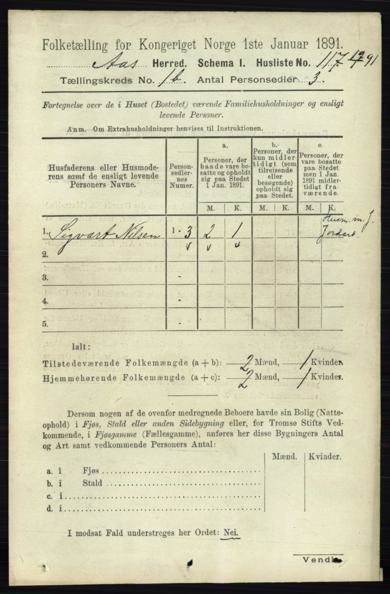 RA, 1891 census for 0214 Ås, 1891, p. 739