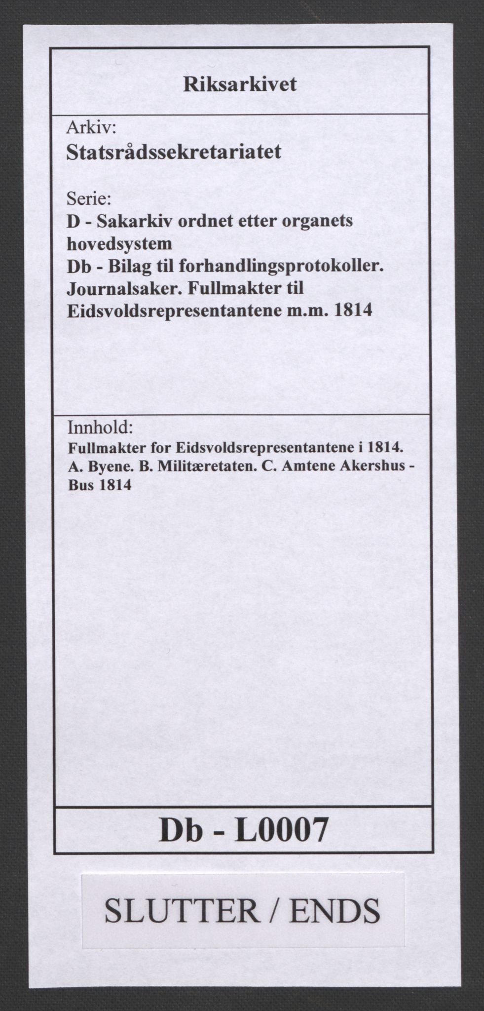 Statsrådssekretariatet, RA/S-1001/D/Db/L0007: Fullmakter for Eidsvollsrepresentantene i 1814. , 1814, p. 343
