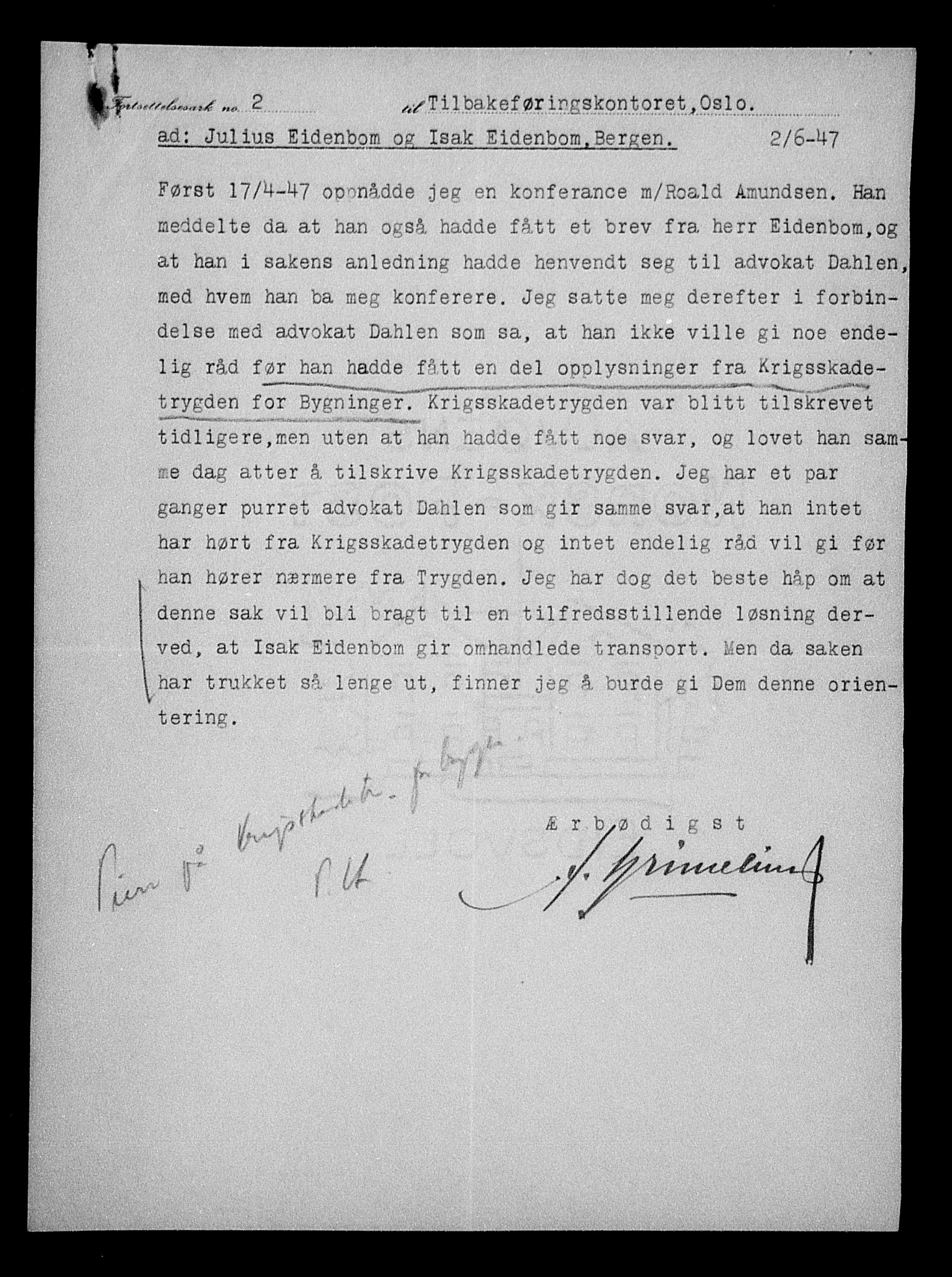 Justisdepartementet, Tilbakeføringskontoret for inndratte formuer, AV/RA-S-1564/H/Hc/Hcd/L0995: --, 1945-1947, p. 13