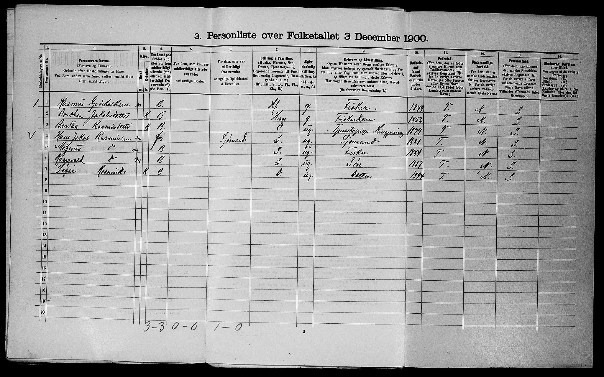 SAST, 1900 census for Torvastad, 1900, p. 318