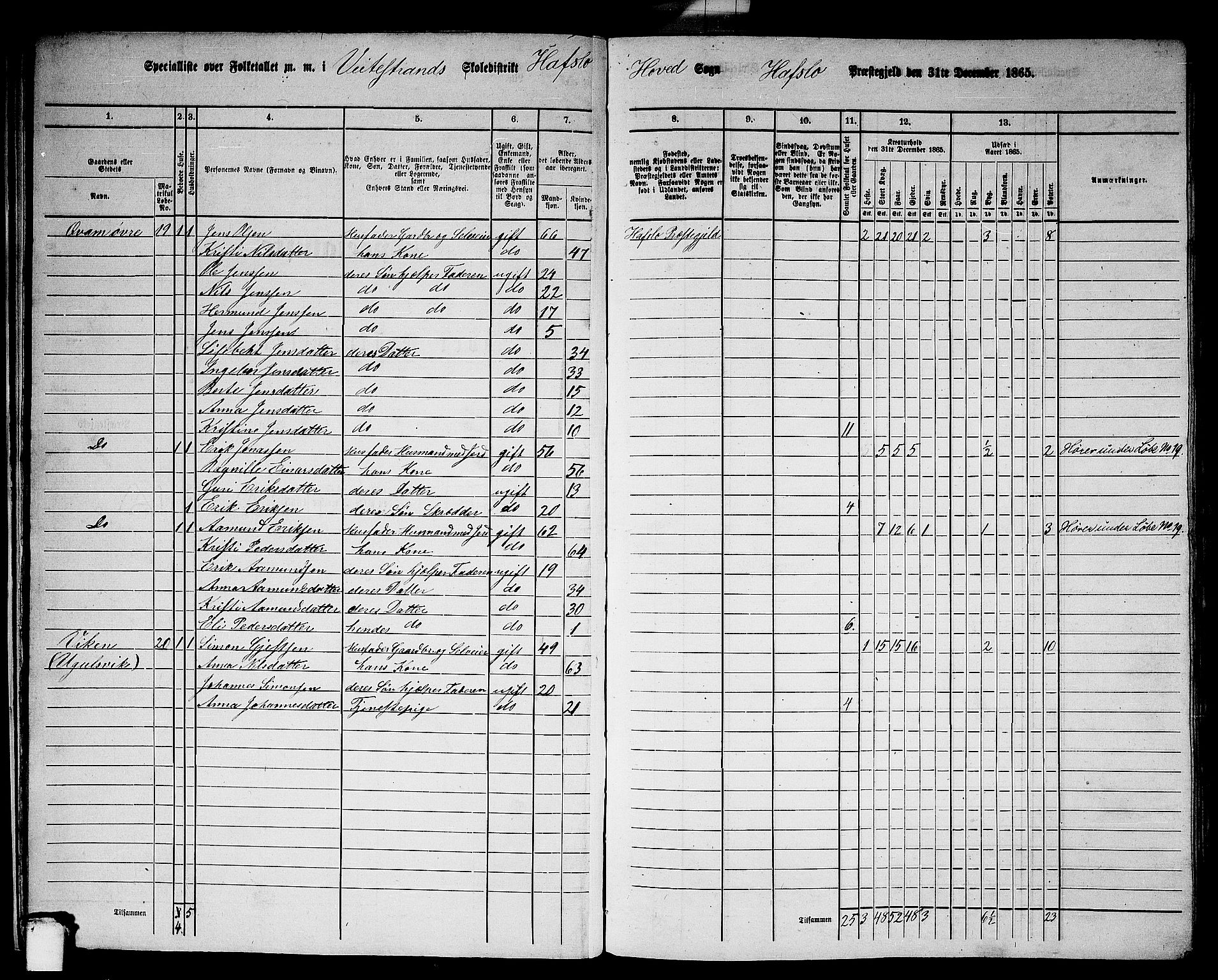 RA, 1865 census for Hafslo, 1865, p. 23