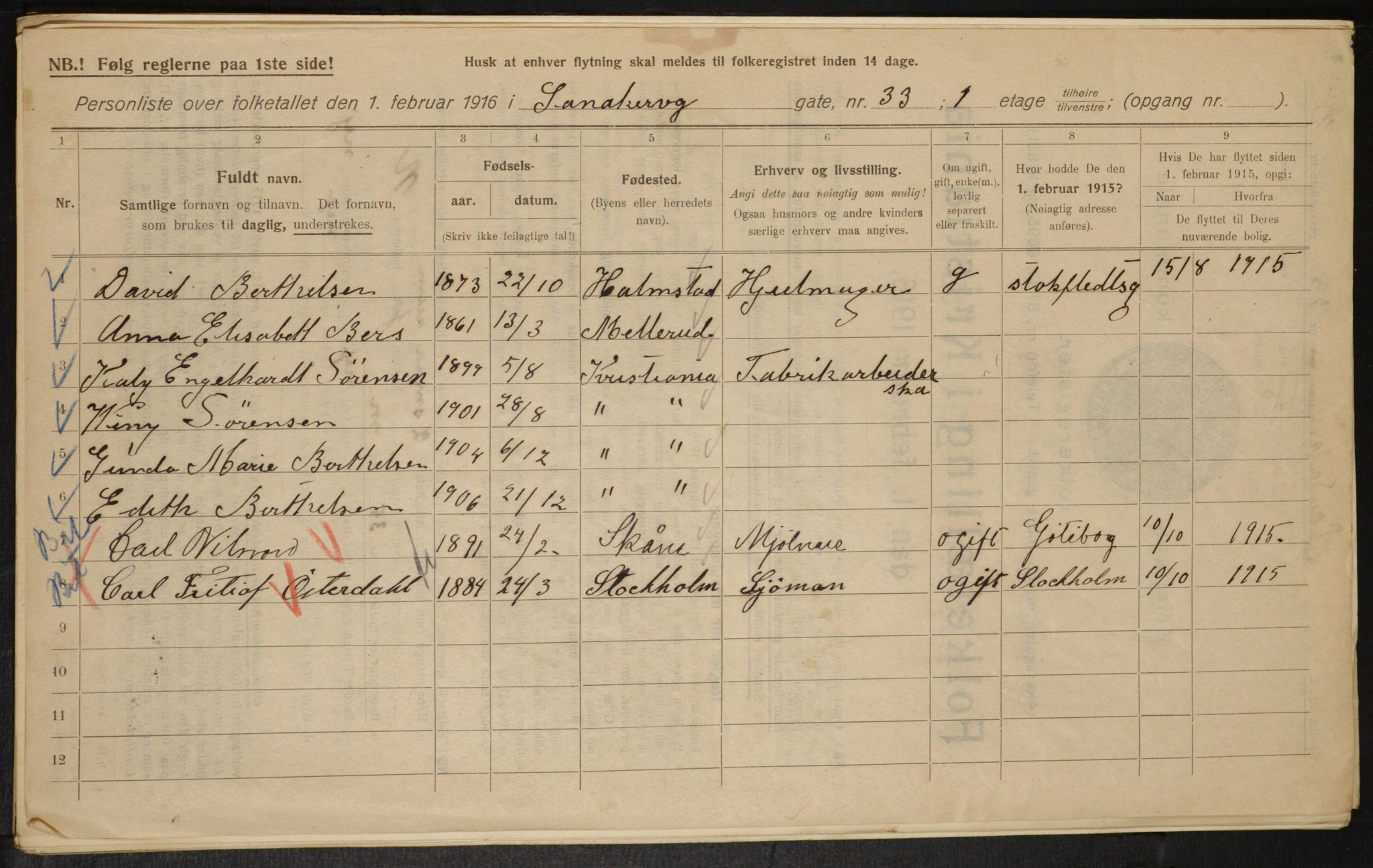 OBA, Municipal Census 1916 for Kristiania, 1916, p. 89267