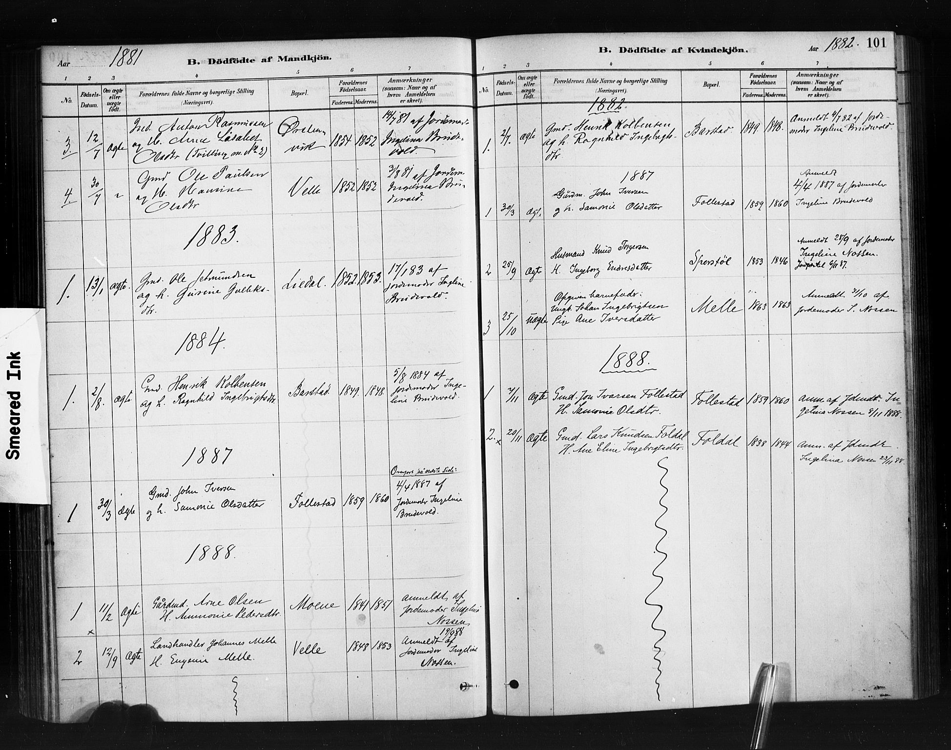 Ministerialprotokoller, klokkerbøker og fødselsregistre - Møre og Romsdal, SAT/A-1454/513/L0176: Parish register (official) no. 513A03, 1877-1889, p. 101