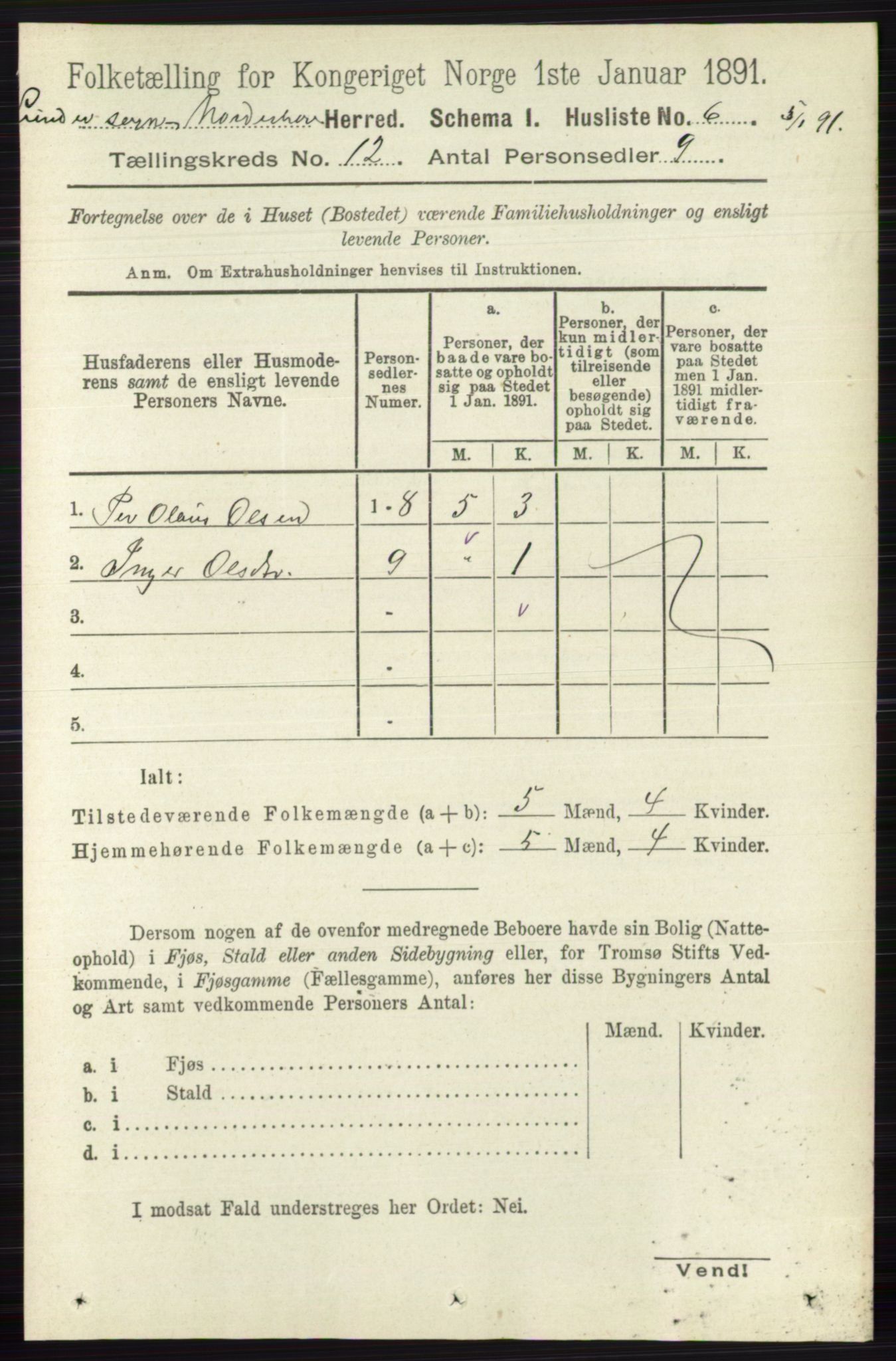 RA, 1891 census for 0613 Norderhov, 1891, p. 8493