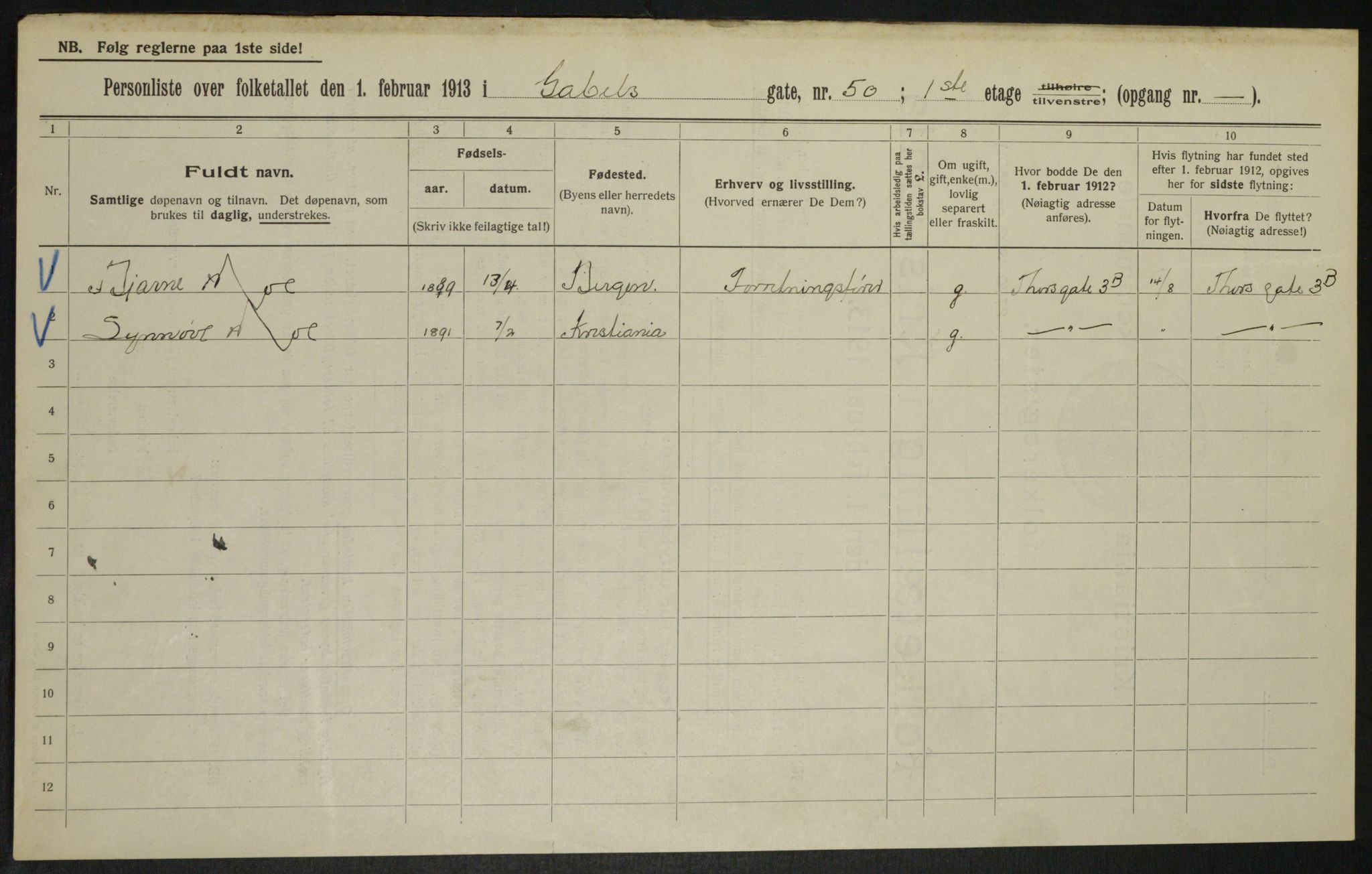 OBA, Municipal Census 1913 for Kristiania, 1913, p. 28849