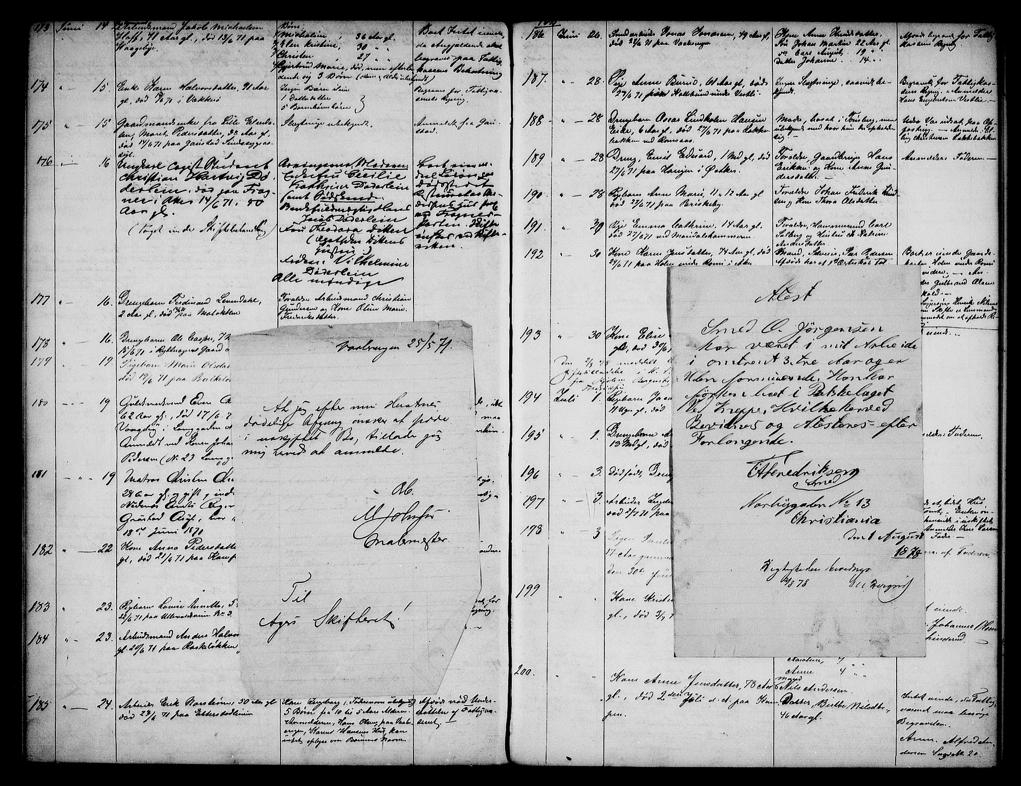 Aker sorenskriveri, AV/SAO-A-10895/H/Ha/Haa/L0004: Dødsanmeldelsesprotokoll, 1864-1873