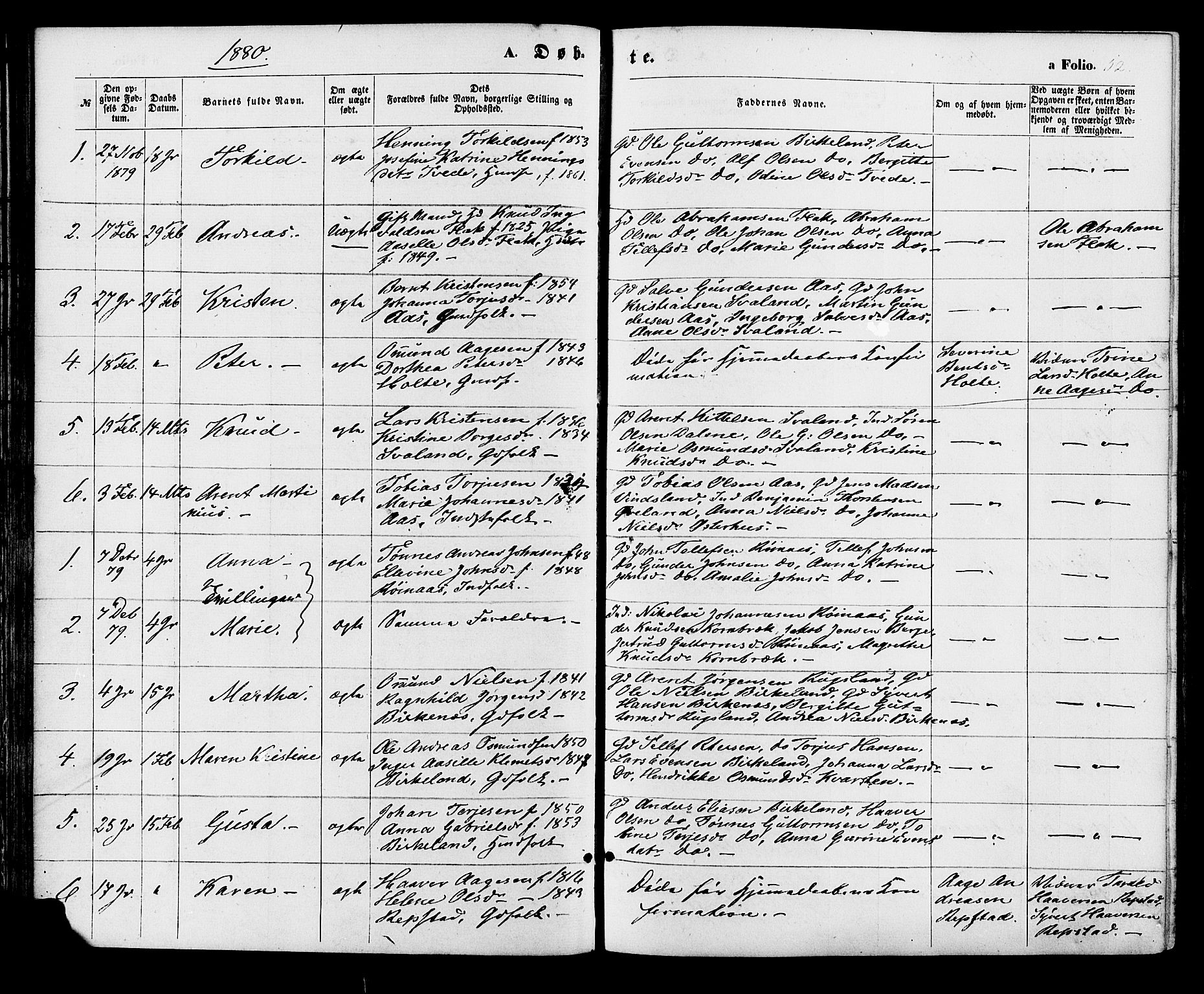 Birkenes sokneprestkontor, SAK/1111-0004/F/Fa/L0004: Parish register (official) no. A 4, 1867-1886, p. 52