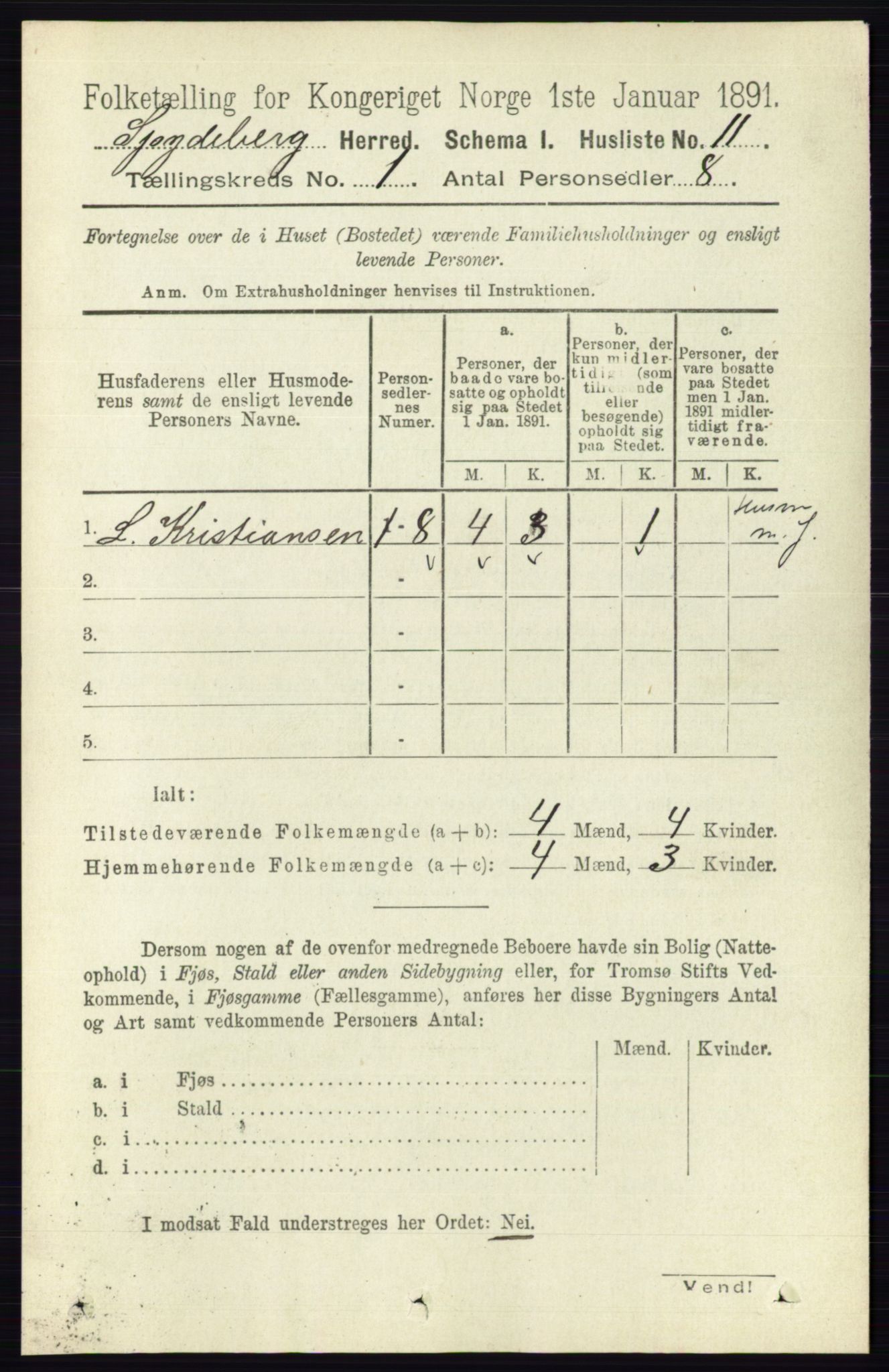 RA, 1891 census for 0123 Spydeberg, 1891, p. 46