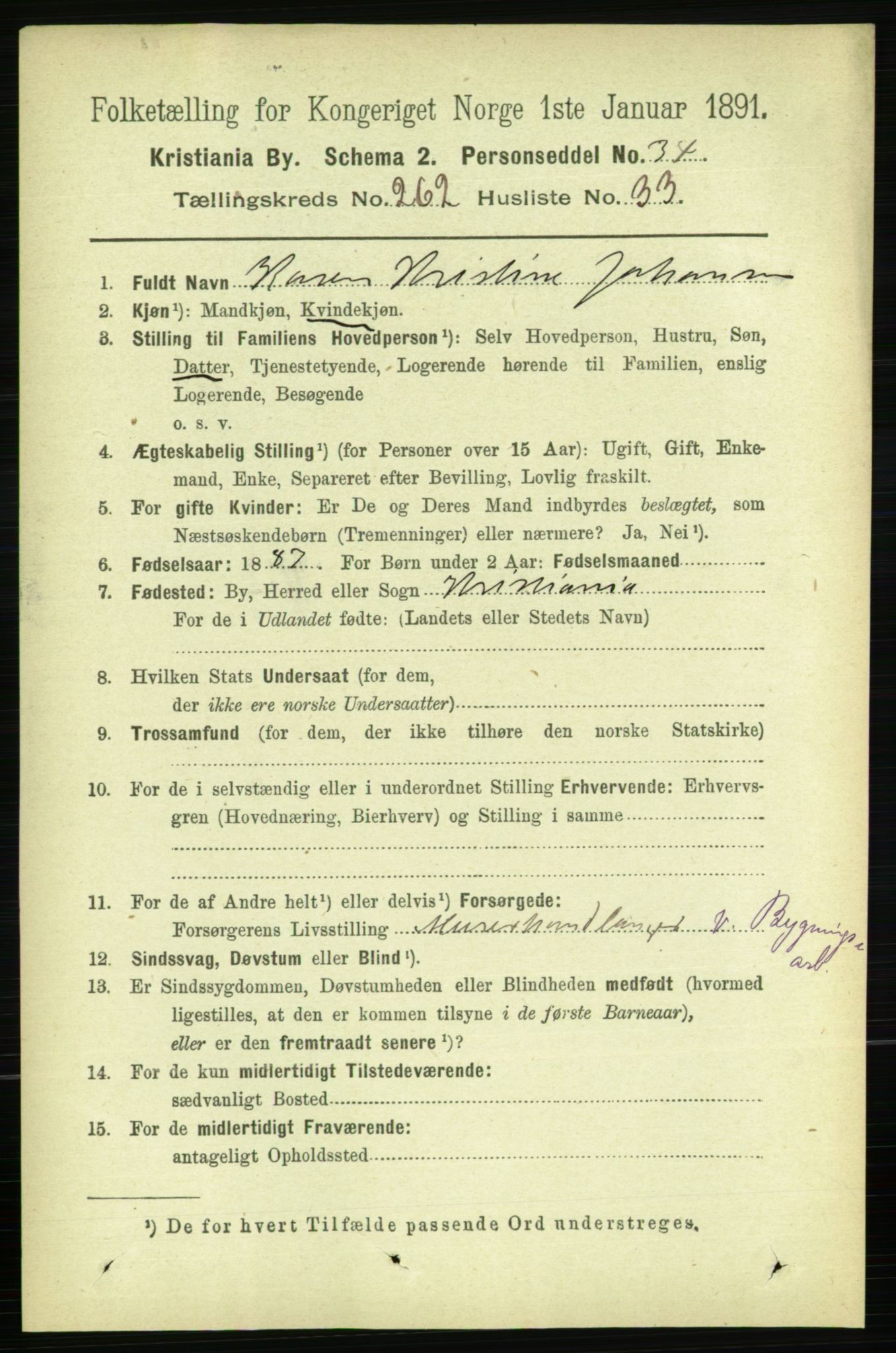 RA, 1891 census for 0301 Kristiania, 1891, p. 159604