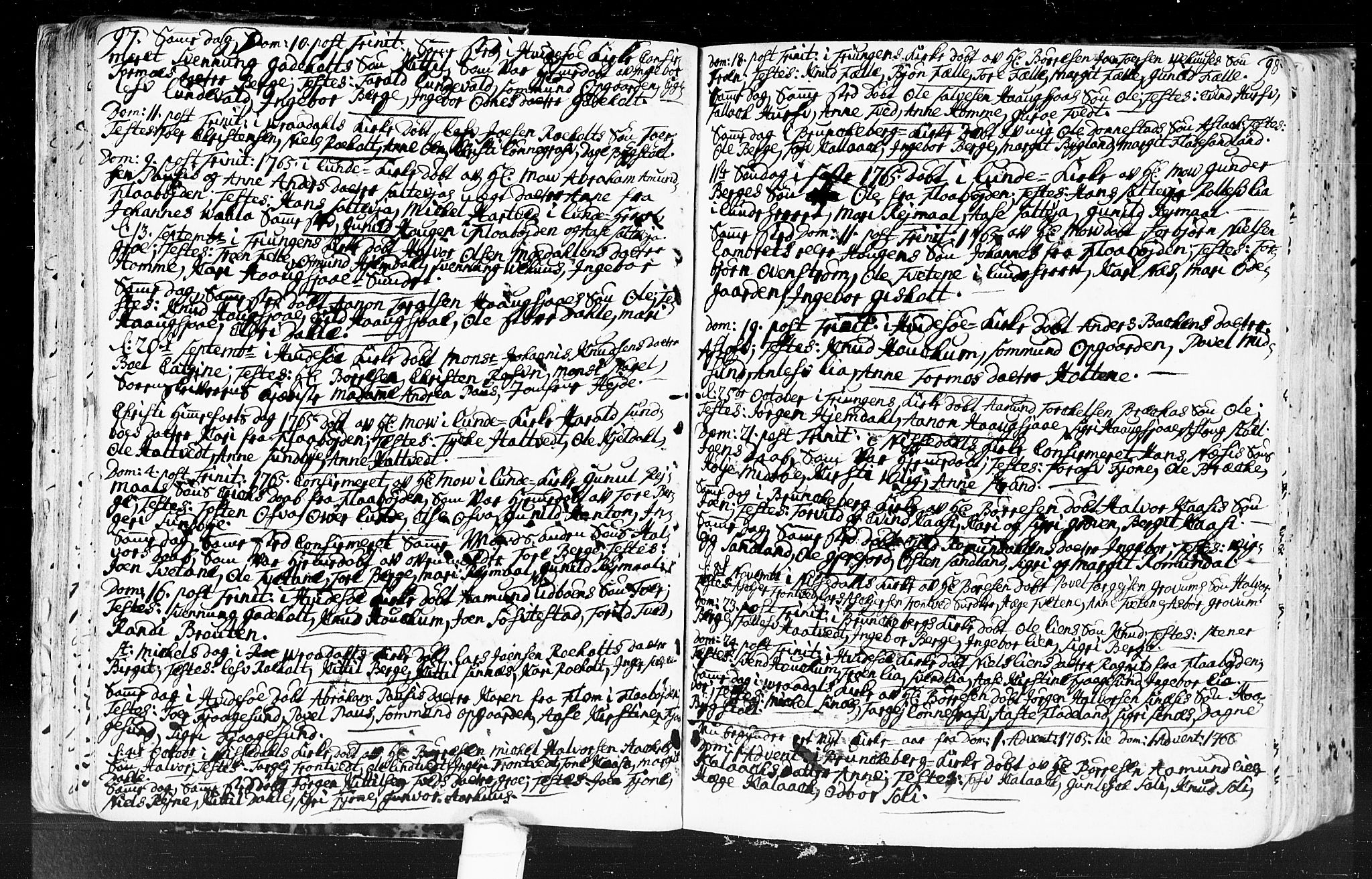 Kviteseid kirkebøker, SAKO/A-276/F/Fa/L0001: Parish register (official) no. I 1, 1754-1773, p. 97-98