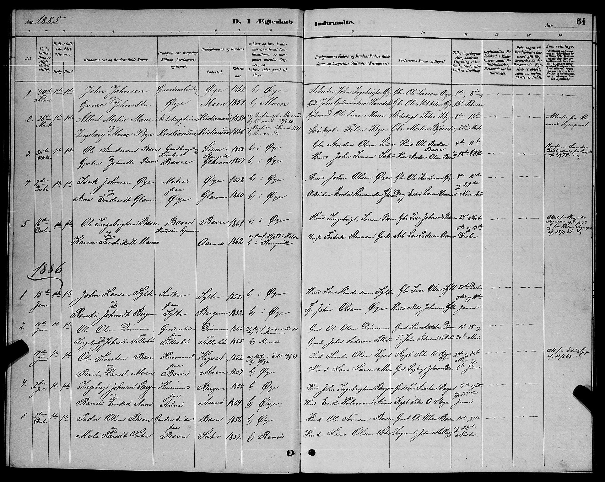 Ministerialprotokoller, klokkerbøker og fødselsregistre - Møre og Romsdal, AV/SAT-A-1454/595/L1052: Parish register (copy) no. 595C04, 1885-1900, p. 64