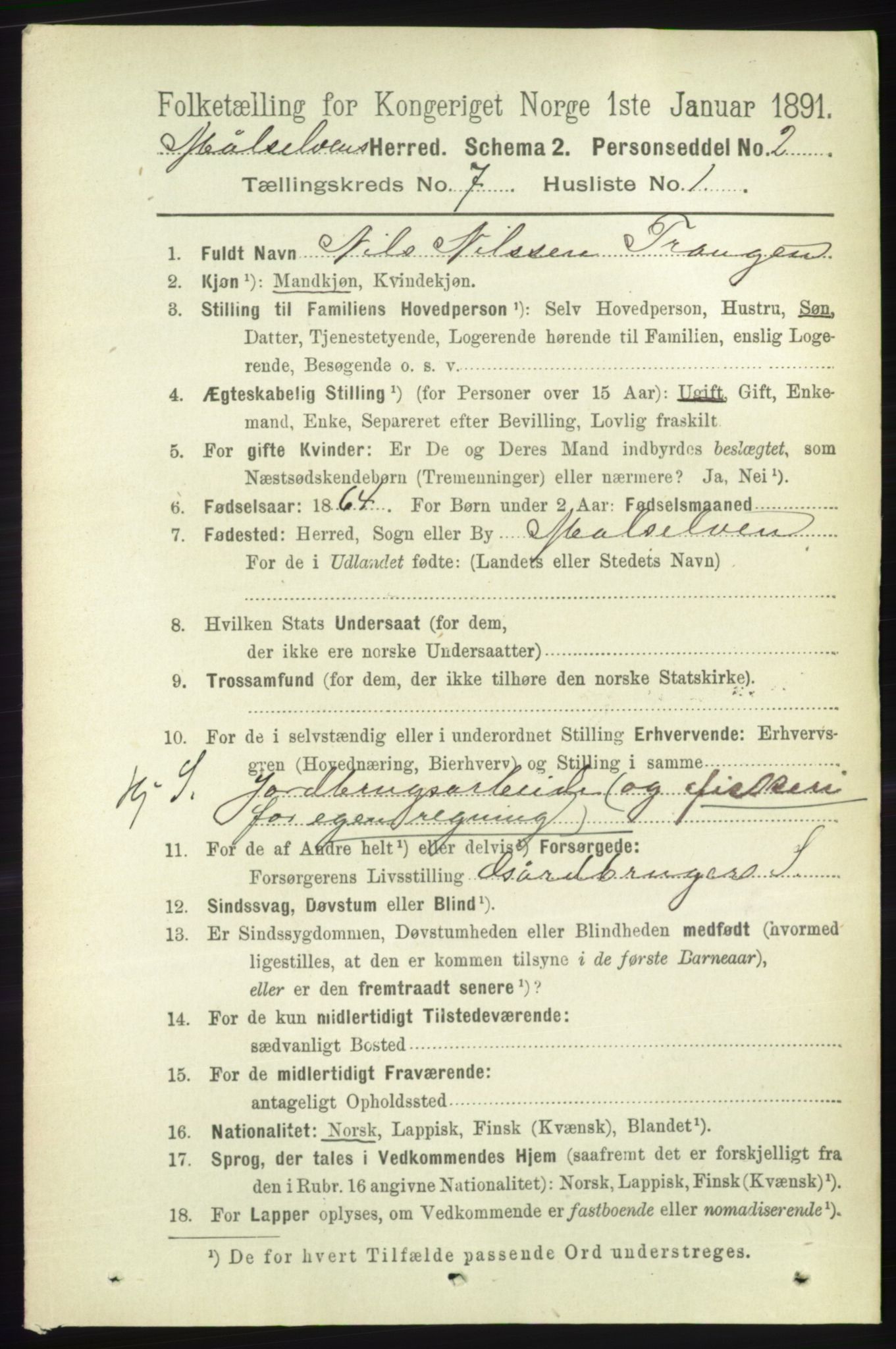 RA, 1891 census for 1924 Målselv, 1891, p. 2214