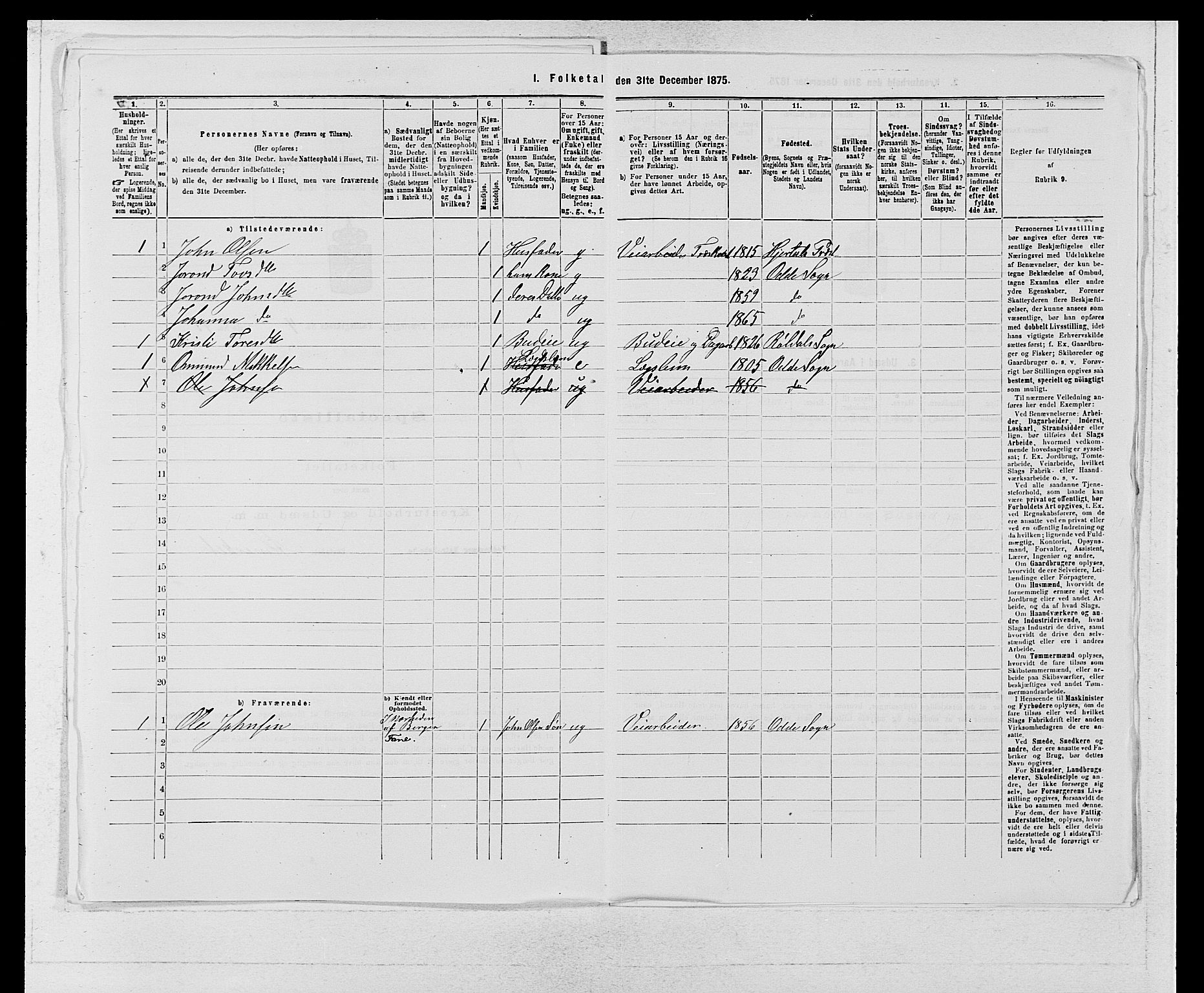 SAB, 1875 census for 1230P Ullensvang, 1875, p. 382