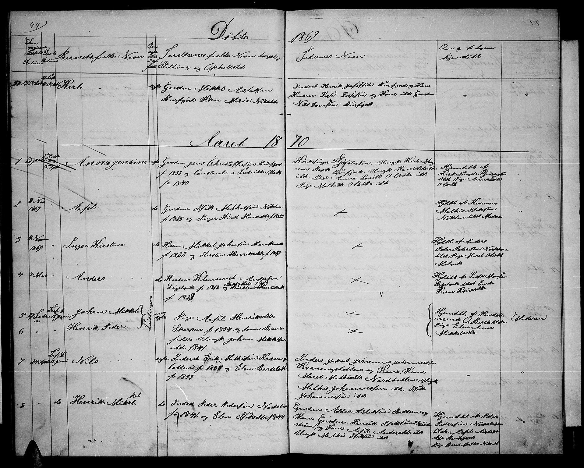 Skjervøy sokneprestkontor, SATØ/S-1300/H/Ha/Hab/L0013klokker: Parish register (copy) no. 13, 1862-1870, p. 44