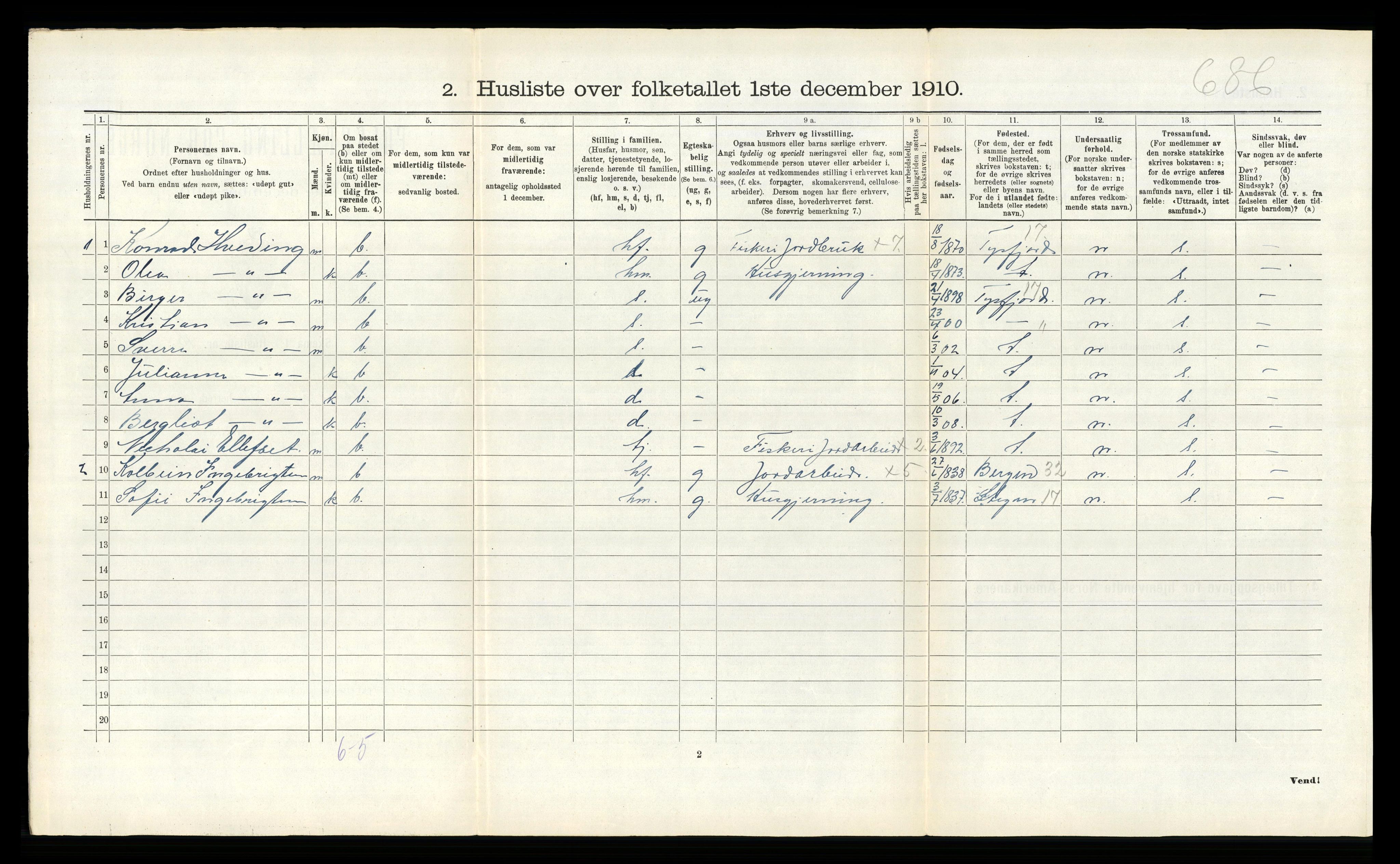 RA, 1910 census for Hamarøy, 1910, p. 75