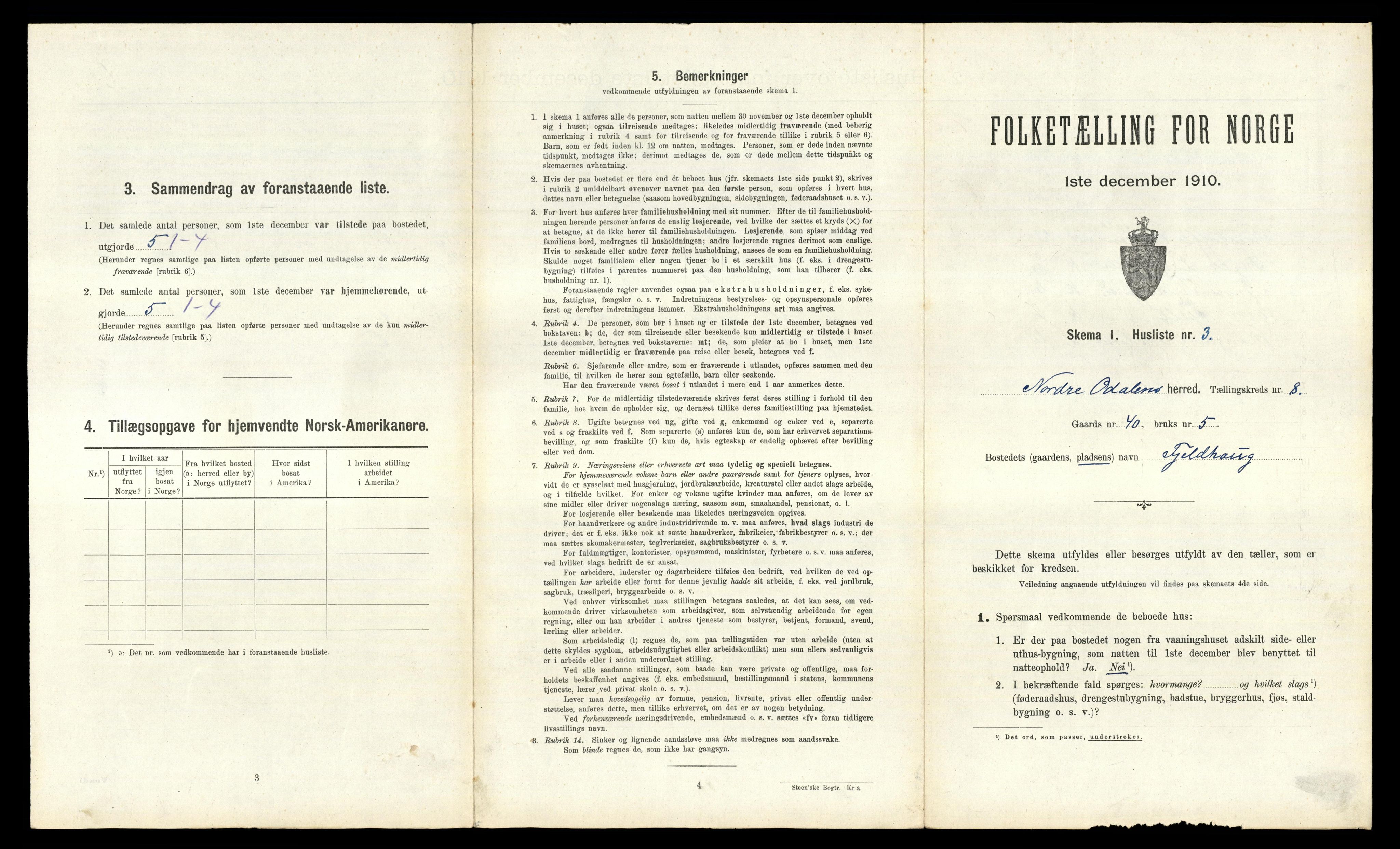 RA, 1910 census for Nord-Odal, 1910, p. 861