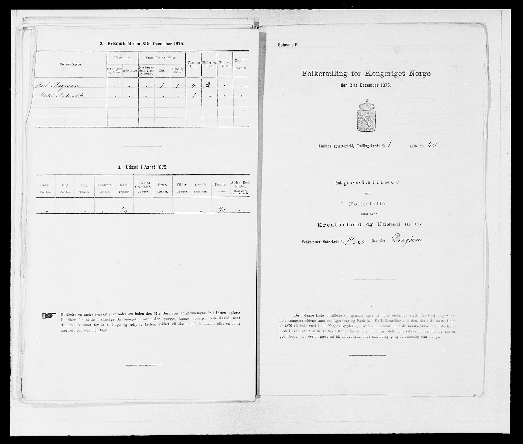 SAB, 1875 census for 1263P Lindås, 1875, p. 144