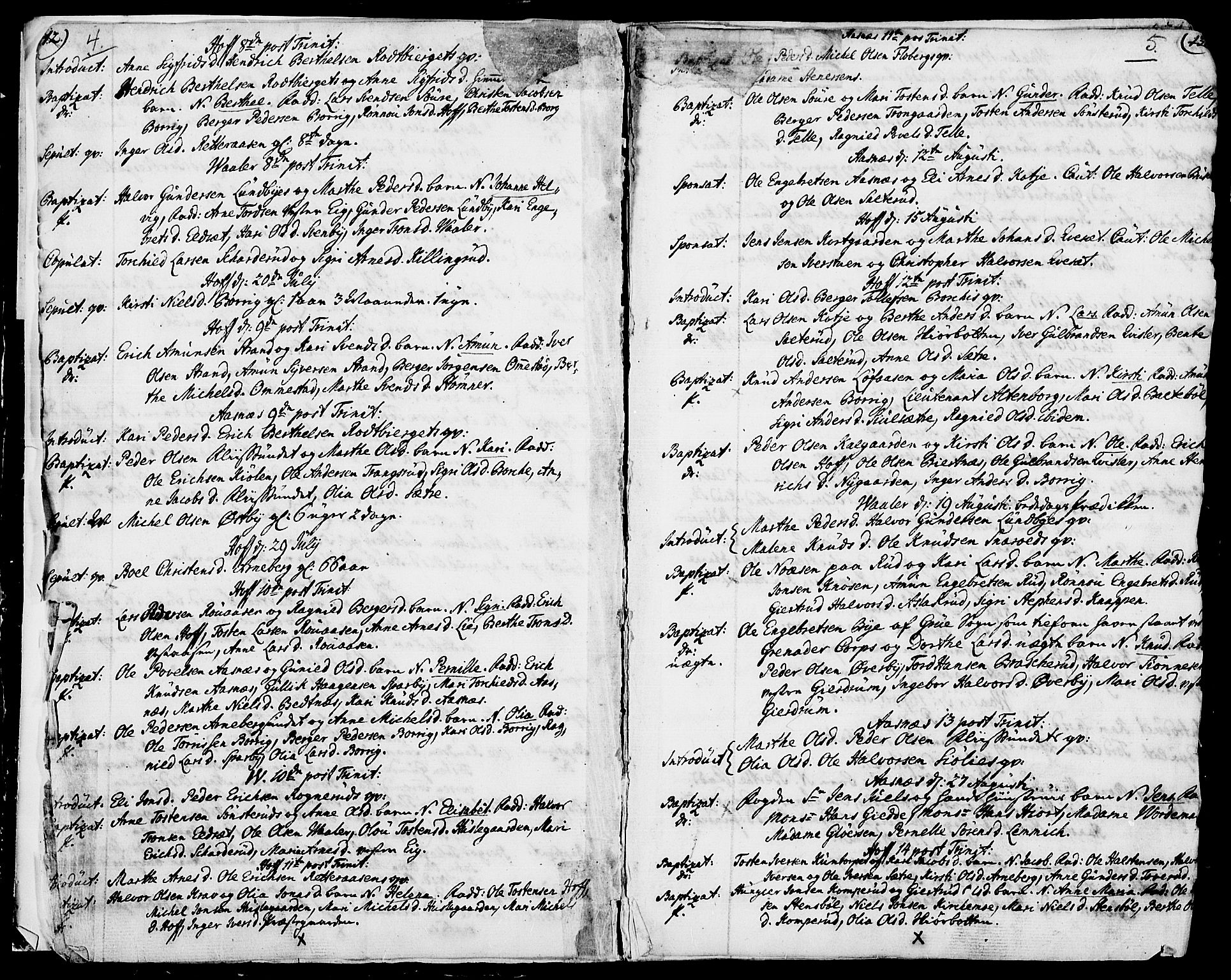Hof prestekontor, AV/SAH-PREST-038/H/Ha/Haa/L0003: Parish register (official) no. 3, 1750-1789, p. 4-5