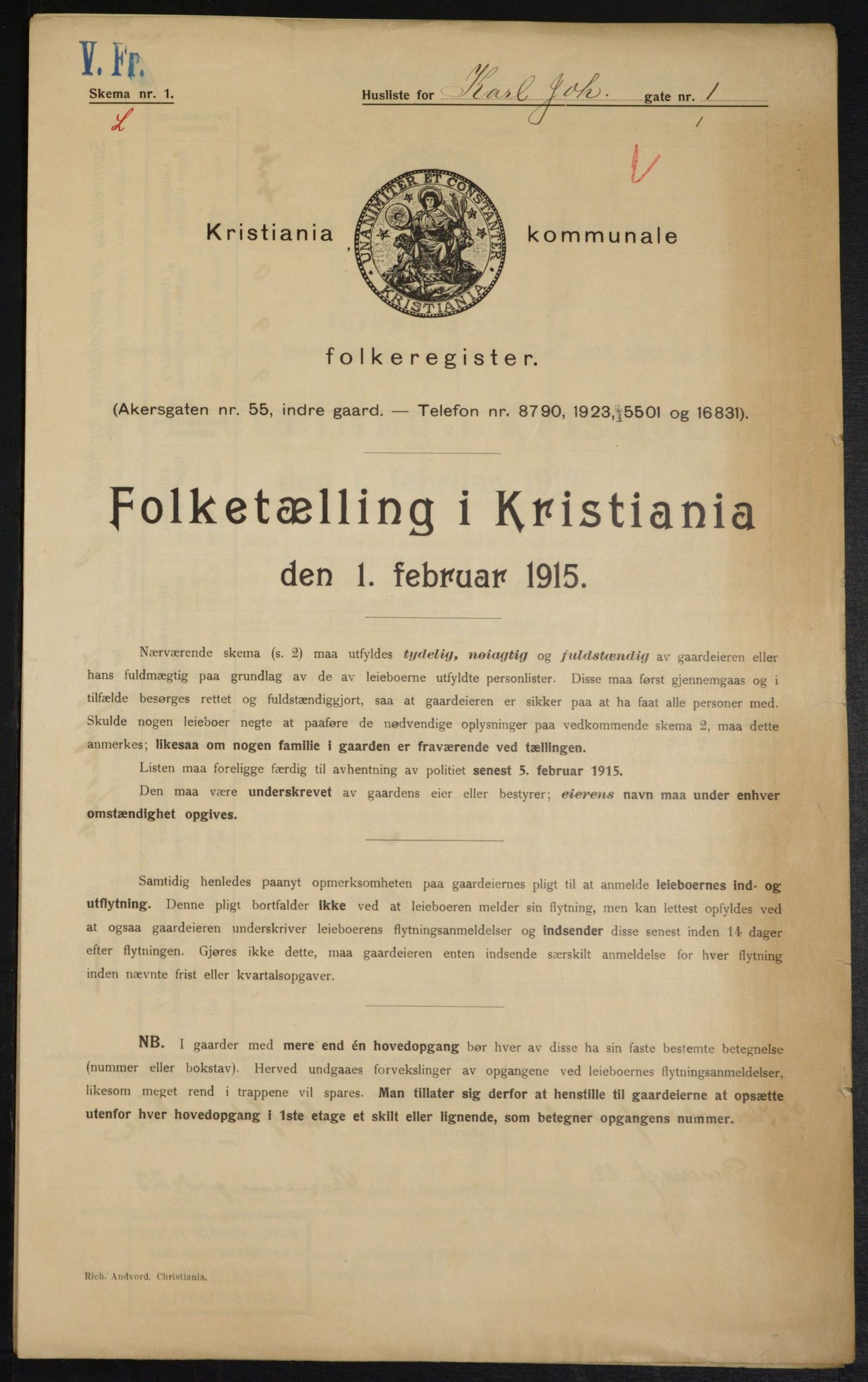 OBA, Municipal Census 1915 for Kristiania, 1915, p. 48184