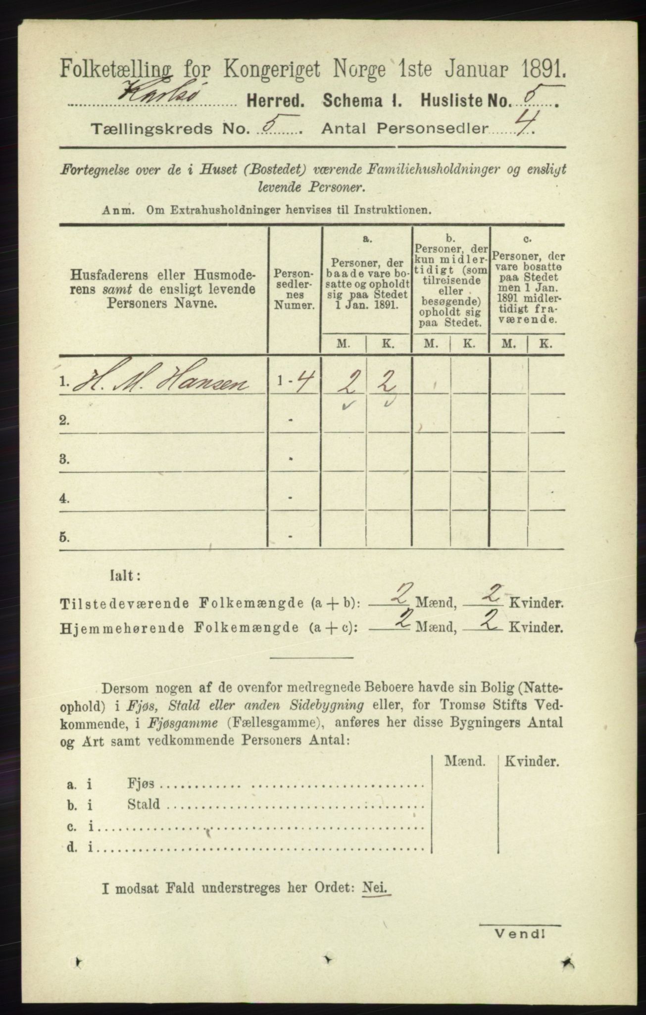 RA, 1891 census for 1936 Karlsøy, 1891, p. 1233