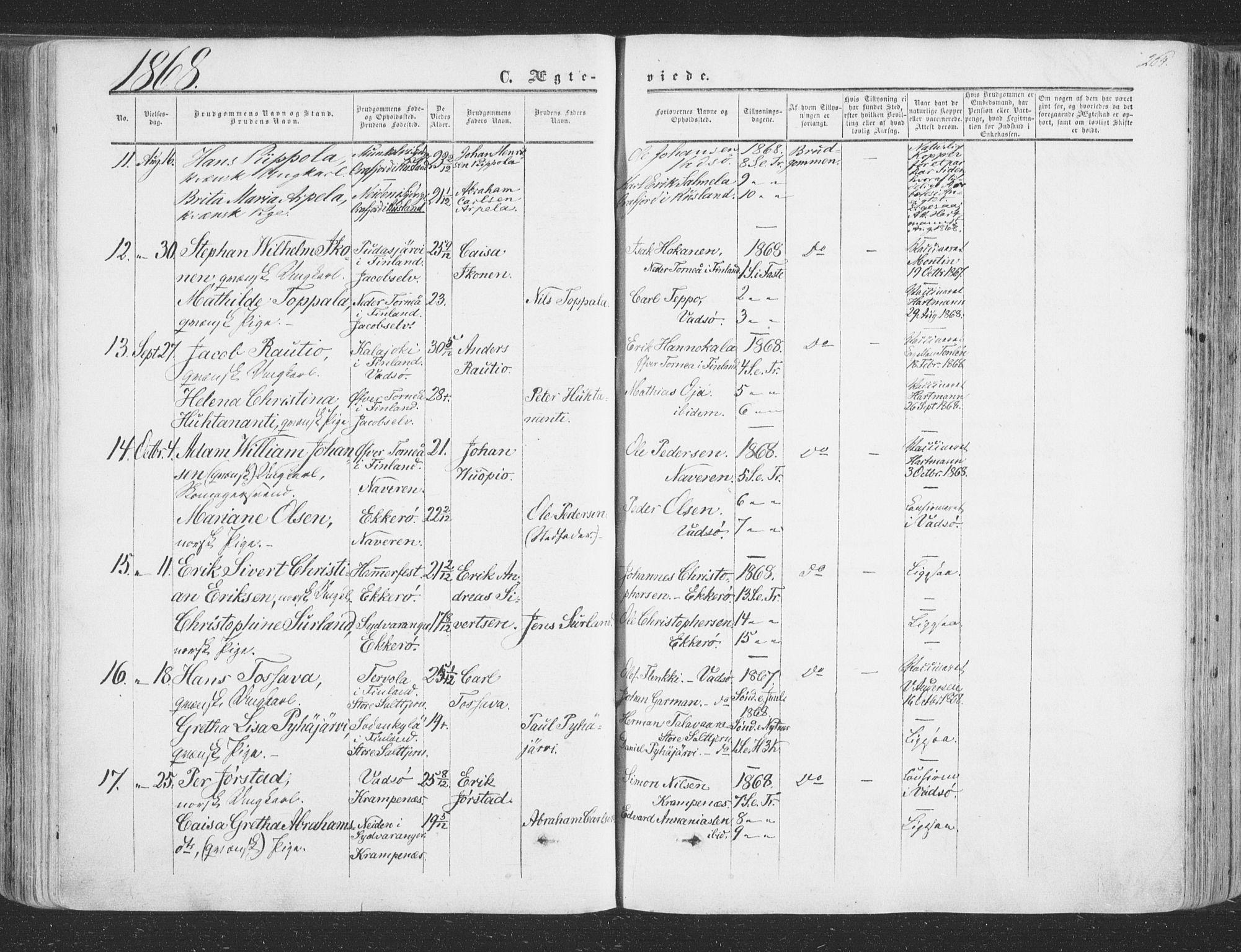 Vadsø sokneprestkontor, SATØ/S-1325/H/Ha/L0004kirke: Parish register (official) no. 4, 1854-1880, p. 264