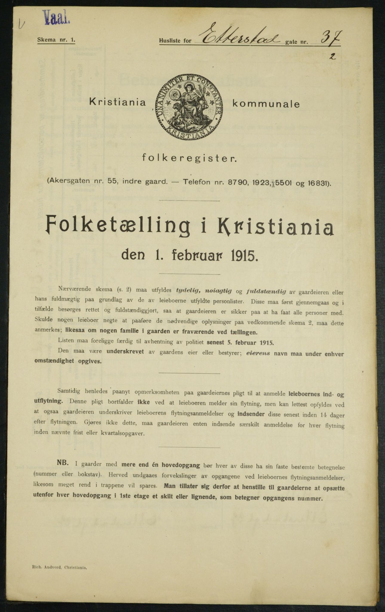 OBA, Municipal Census 1915 for Kristiania, 1915, p. 22179