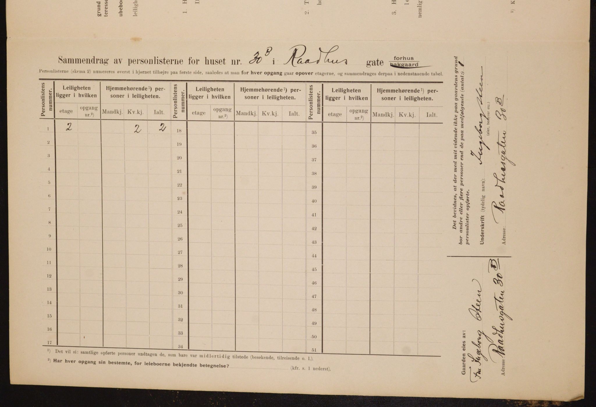 OBA, Municipal Census 1910 for Kristiania, 1910, p. 82685