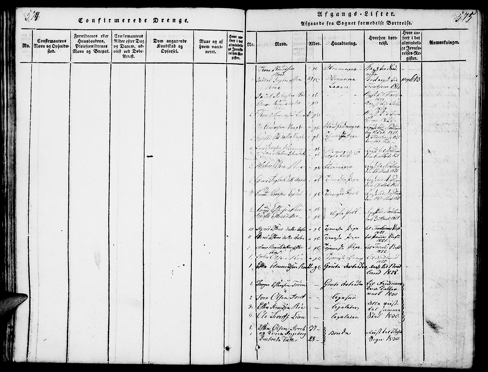 Tolga prestekontor, SAH/PREST-062/L/L0003: Parish register (copy) no. 3, 1815-1862, p. 574-575