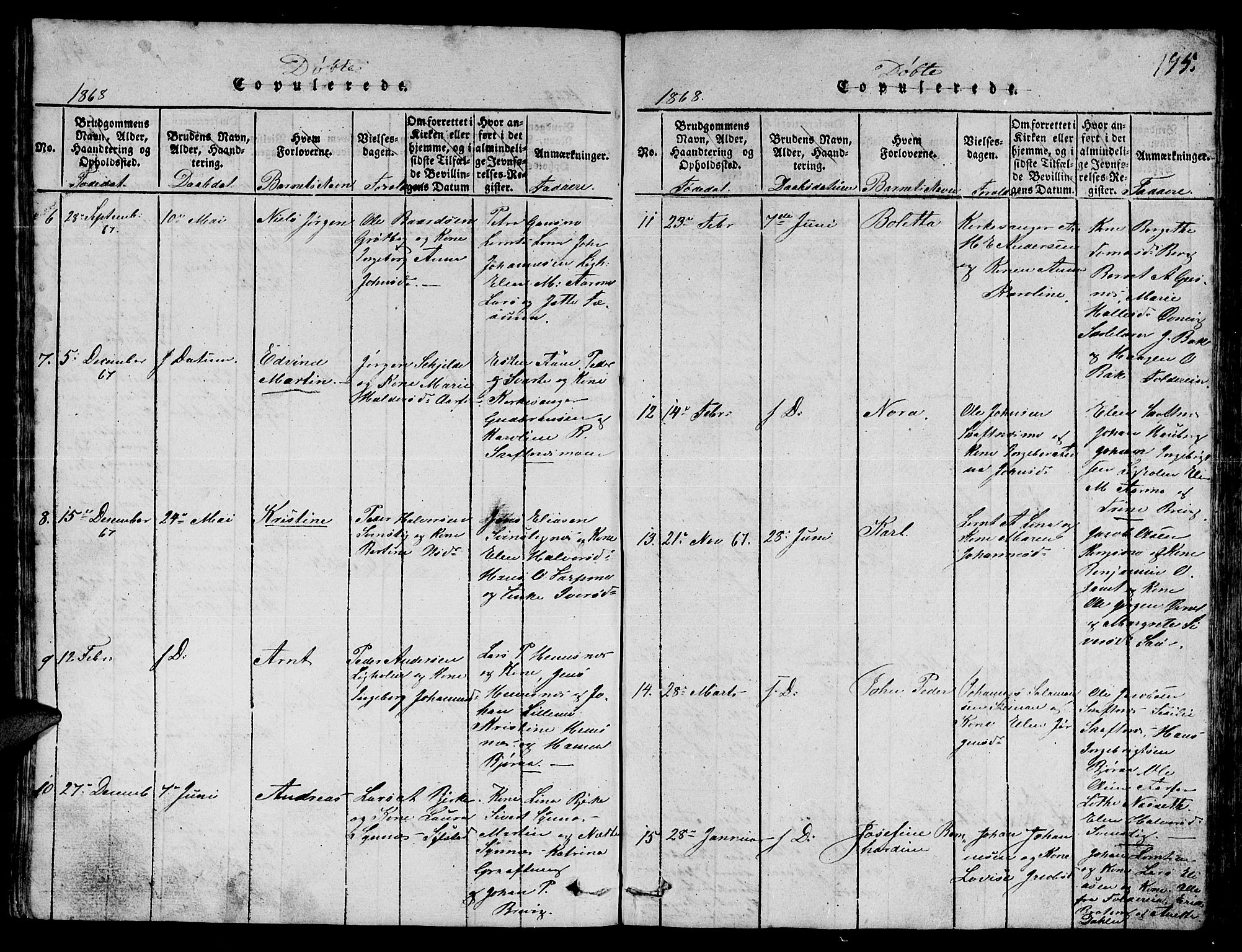 Ministerialprotokoller, klokkerbøker og fødselsregistre - Nord-Trøndelag, SAT/A-1458/780/L0648: Parish register (copy) no. 780C01 /3, 1815-1877, p. 195