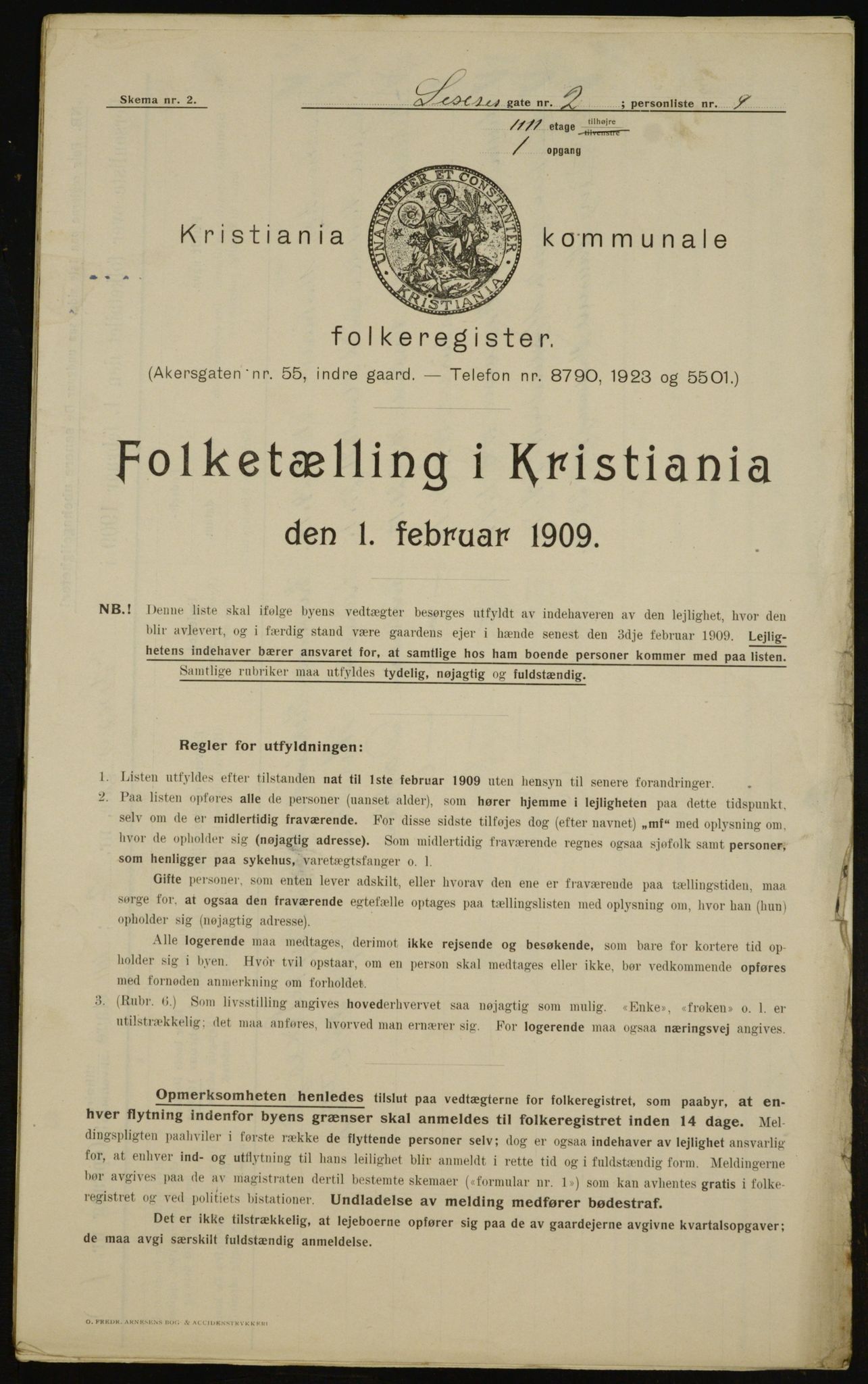 OBA, Municipal Census 1909 for Kristiania, 1909, p. 85881