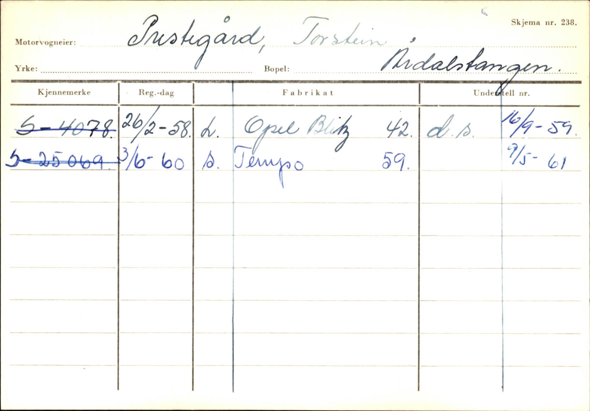 Statens vegvesen, Sogn og Fjordane vegkontor, SAB/A-5301/4/F/L0145: Registerkort Vågsøy S-Å. Årdal I-P, 1945-1975, p. 2386