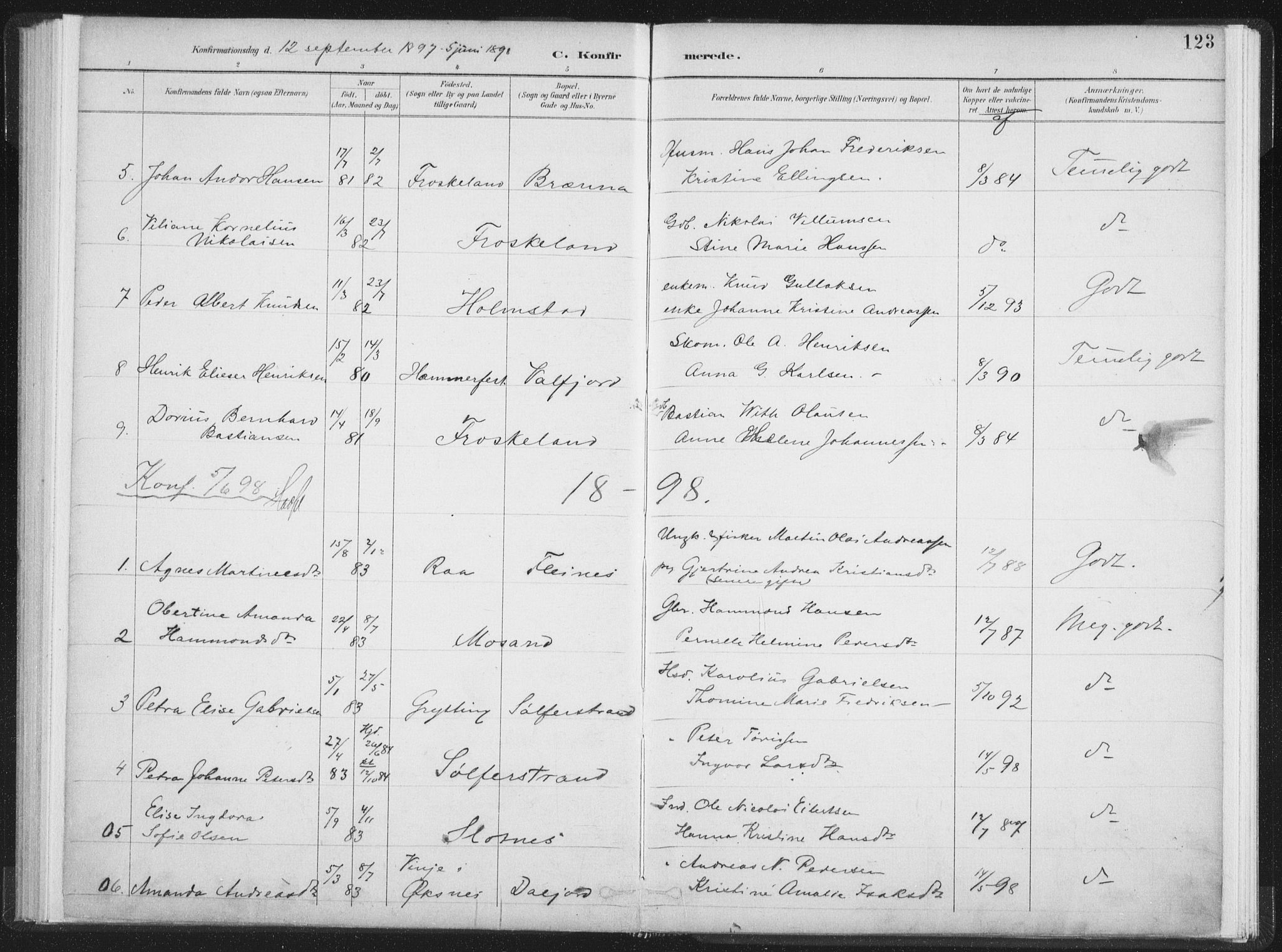Ministerialprotokoller, klokkerbøker og fødselsregistre - Nordland, SAT/A-1459/890/L1286: Parish register (official) no. 890A01, 1882-1902, p. 123