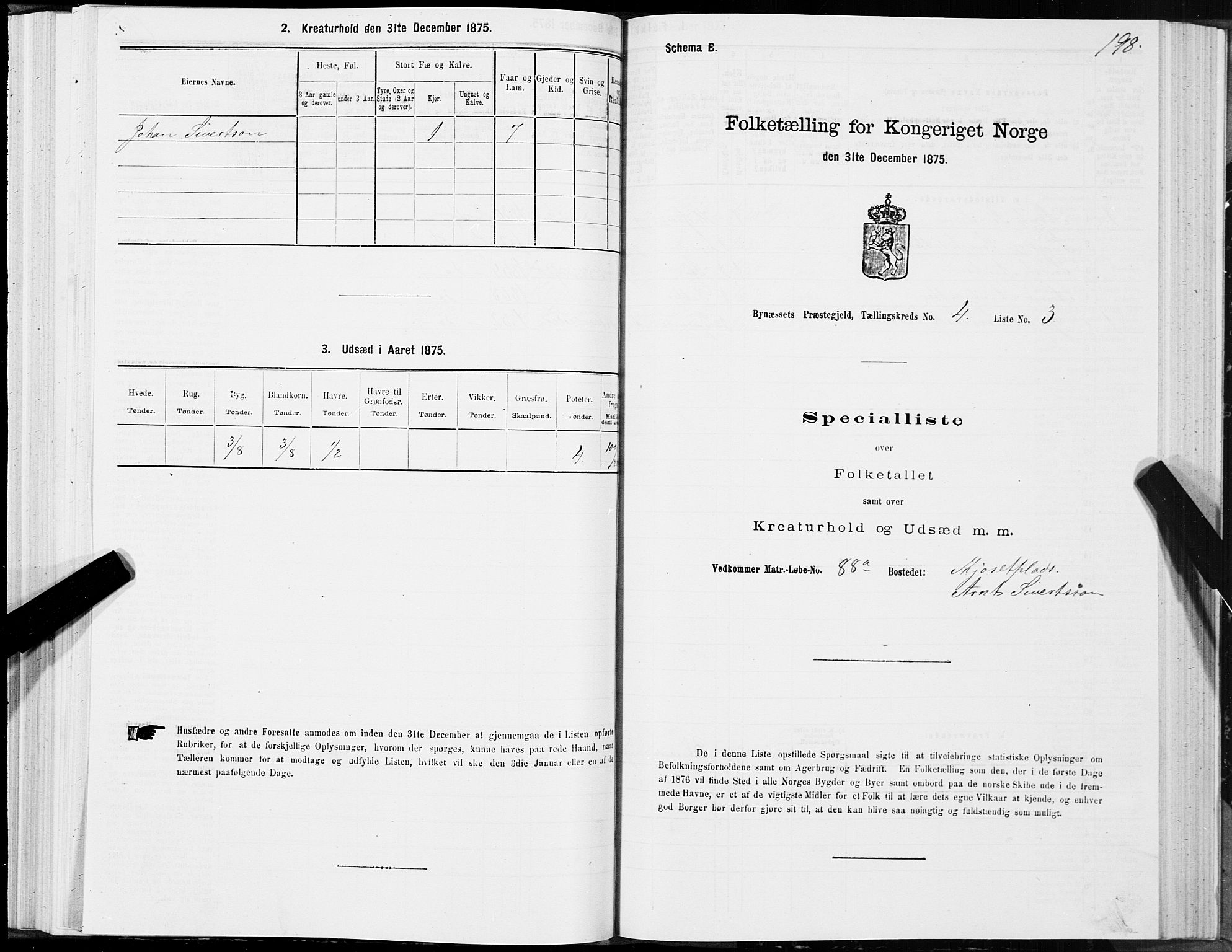 SAT, 1875 census for 1655P Byneset, 1875, p. 2198