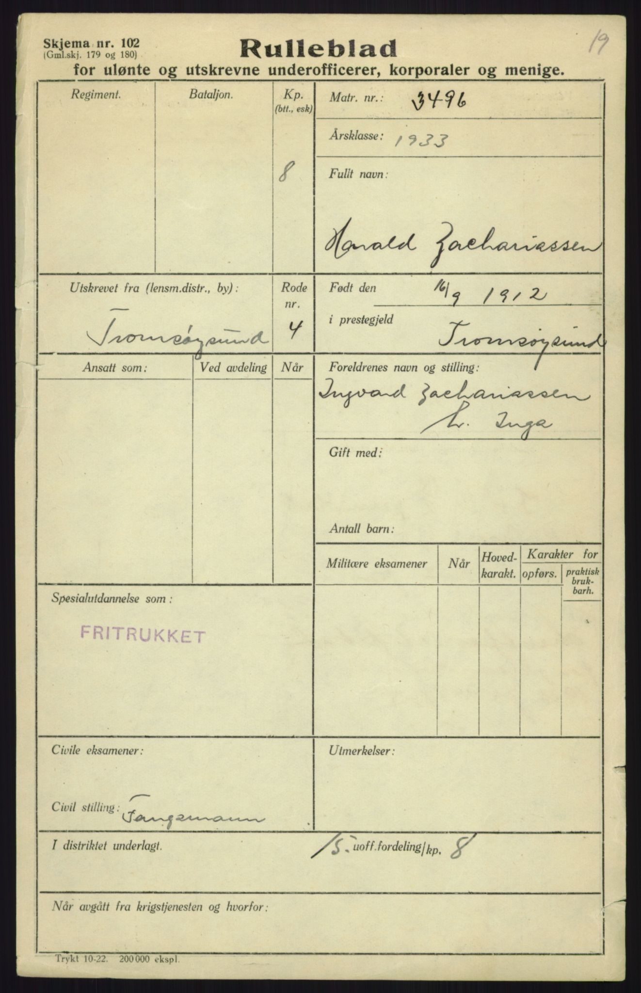 Forsvaret, Troms infanteriregiment nr. 16, AV/RA-RAFA-3146/P/Pa/L0017: Rulleblad for regimentets menige mannskaper, årsklasse 1933, 1933, p. 1367