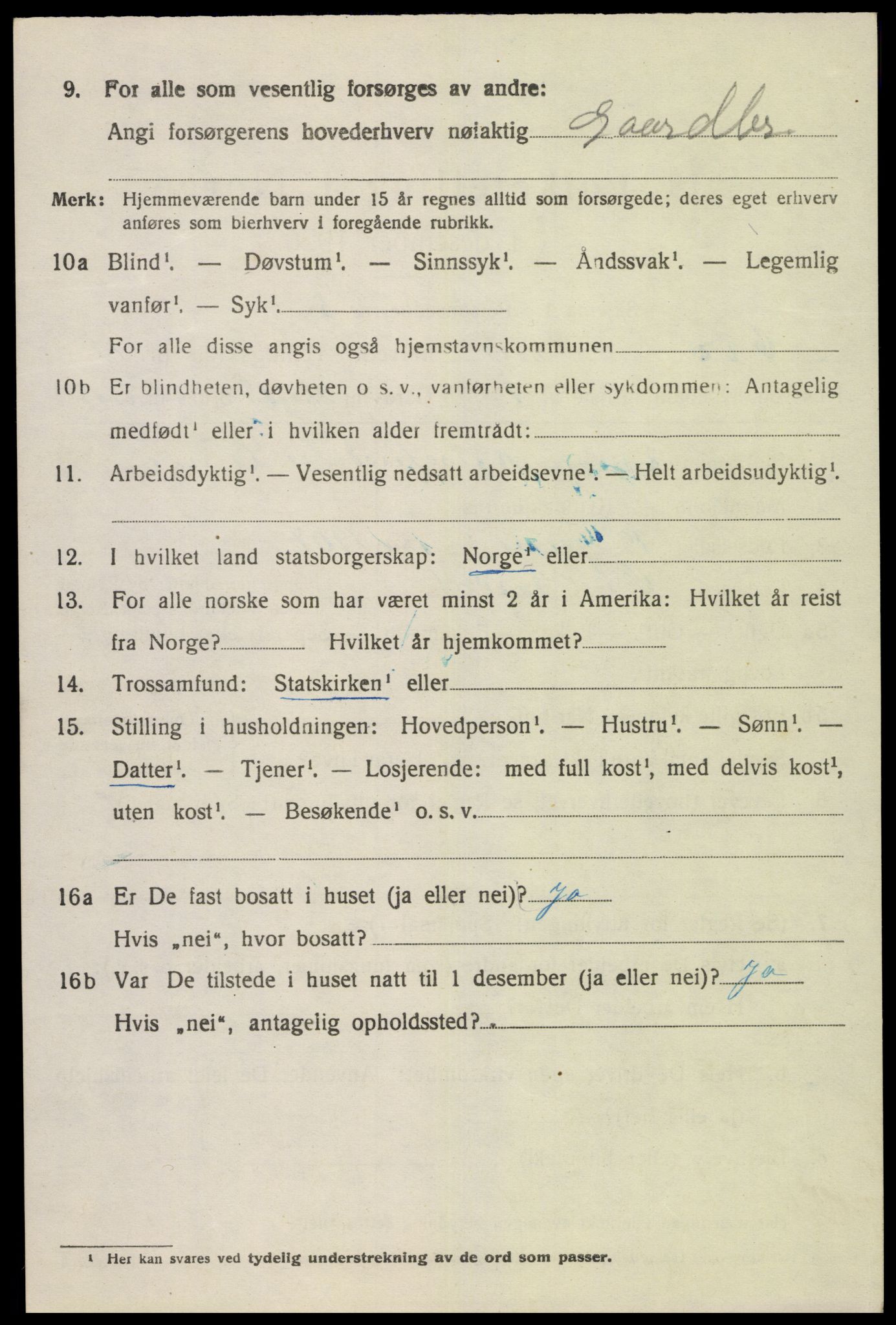 SAK, 1920 census for Øvre Sirdal, 1920, p. 1668