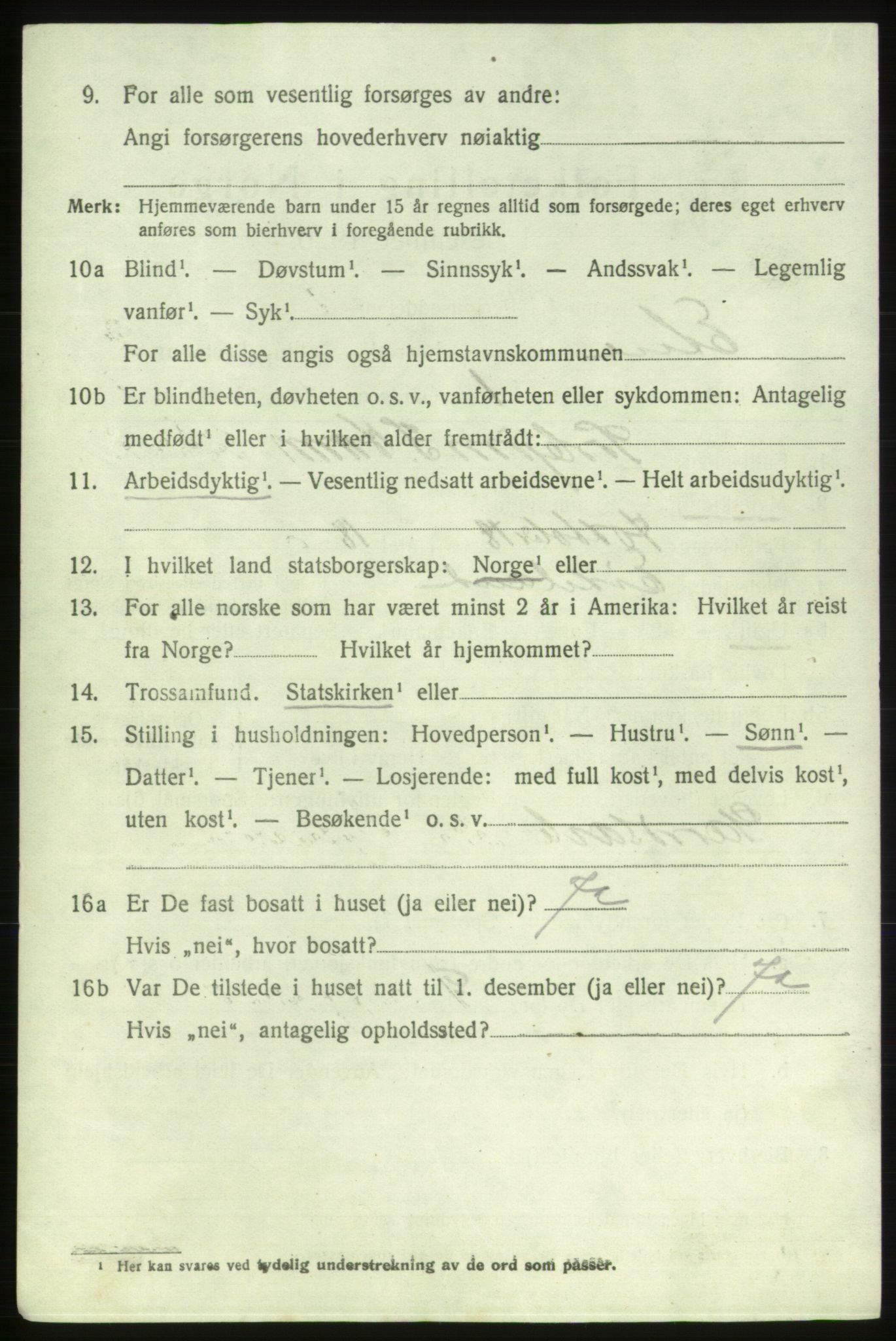 SAB, 1920 census for Etne, 1920, p. 3926