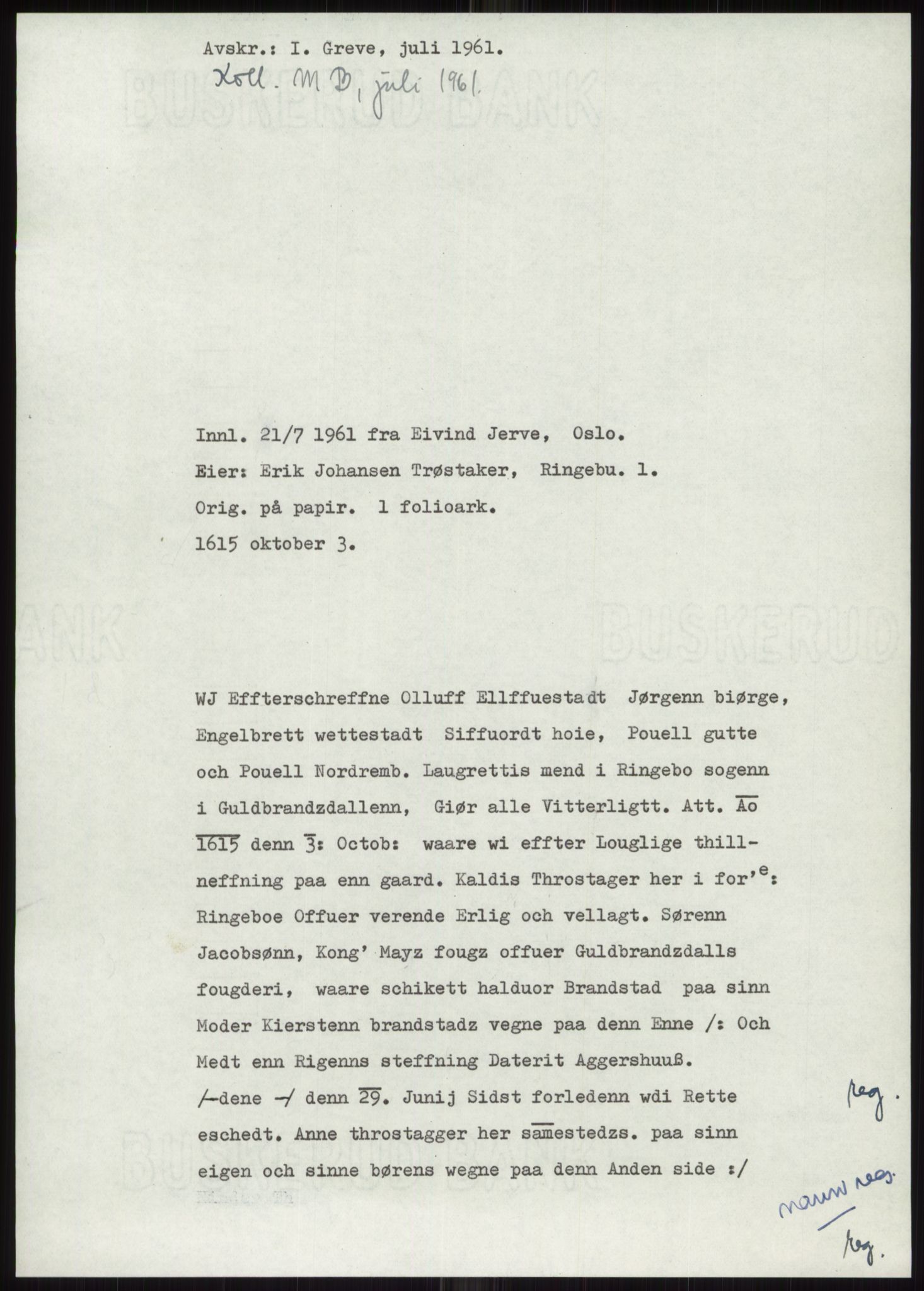 Samlinger til kildeutgivelse, Diplomavskriftsamlingen, AV/RA-EA-4053/H/Ha, p. 422