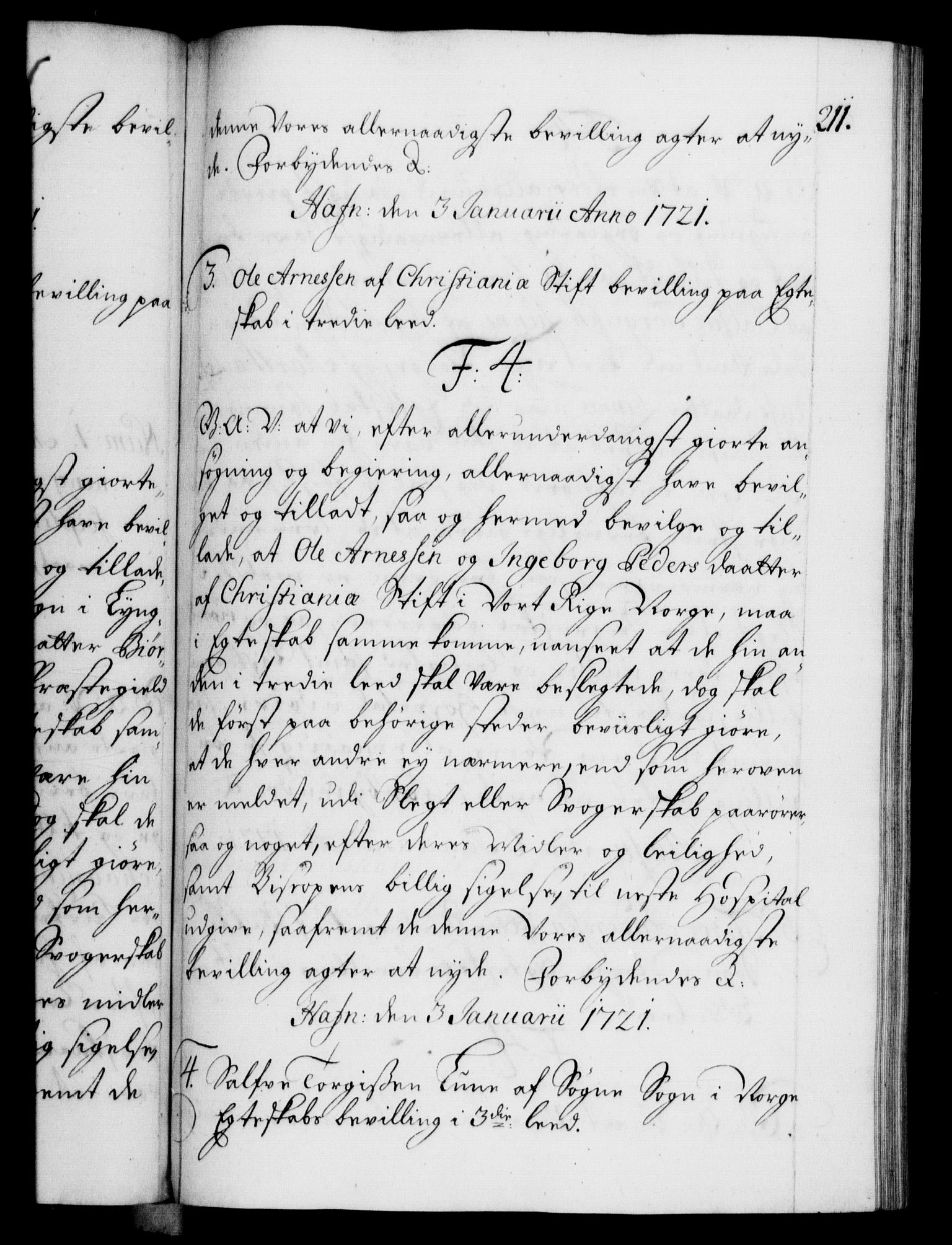 Danske Kanselli 1572-1799, AV/RA-EA-3023/F/Fc/Fca/Fcaa/L0023: Norske registre, 1720-1722, p. 211a