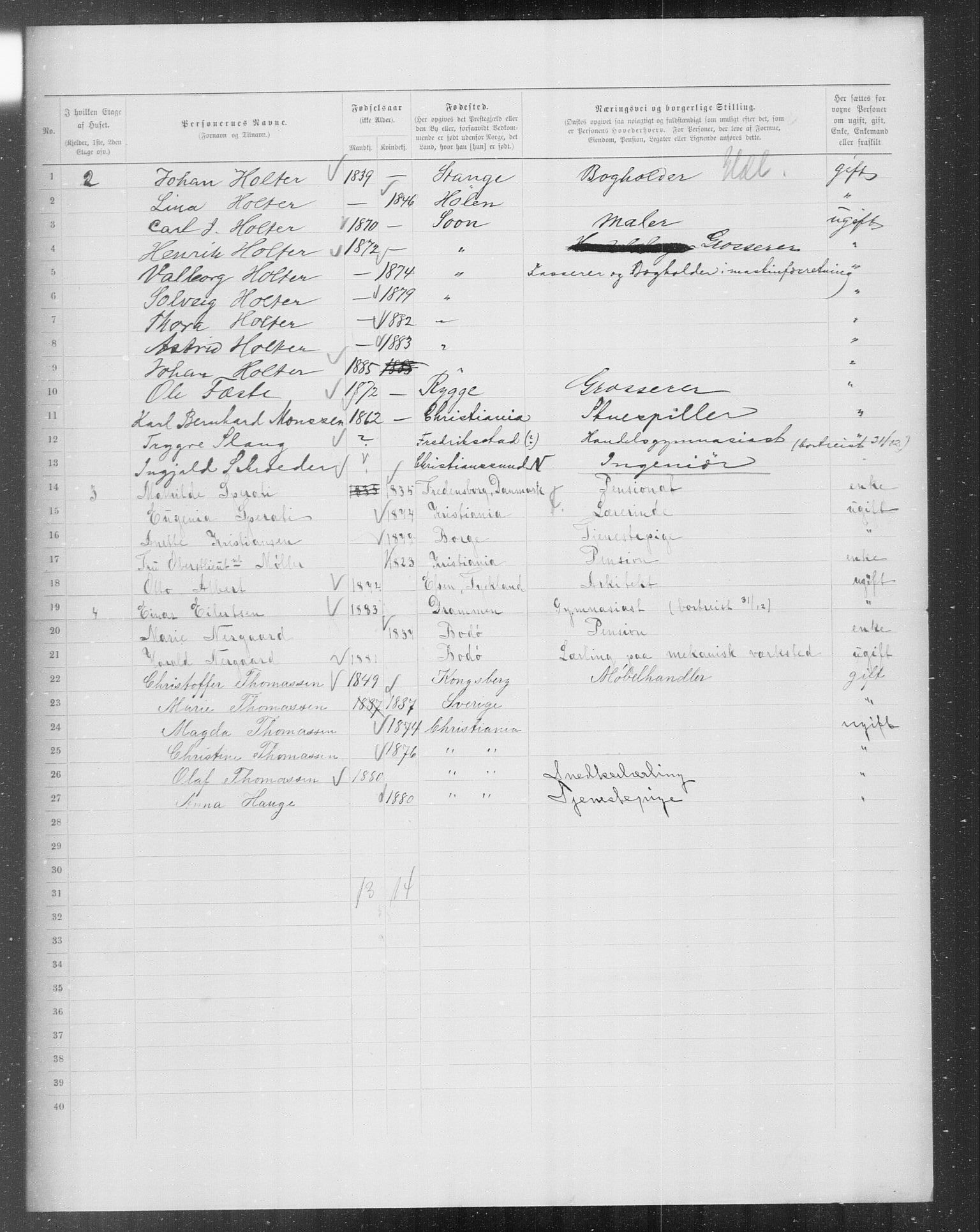 OBA, Municipal Census 1899 for Kristiania, 1899, p. 7367