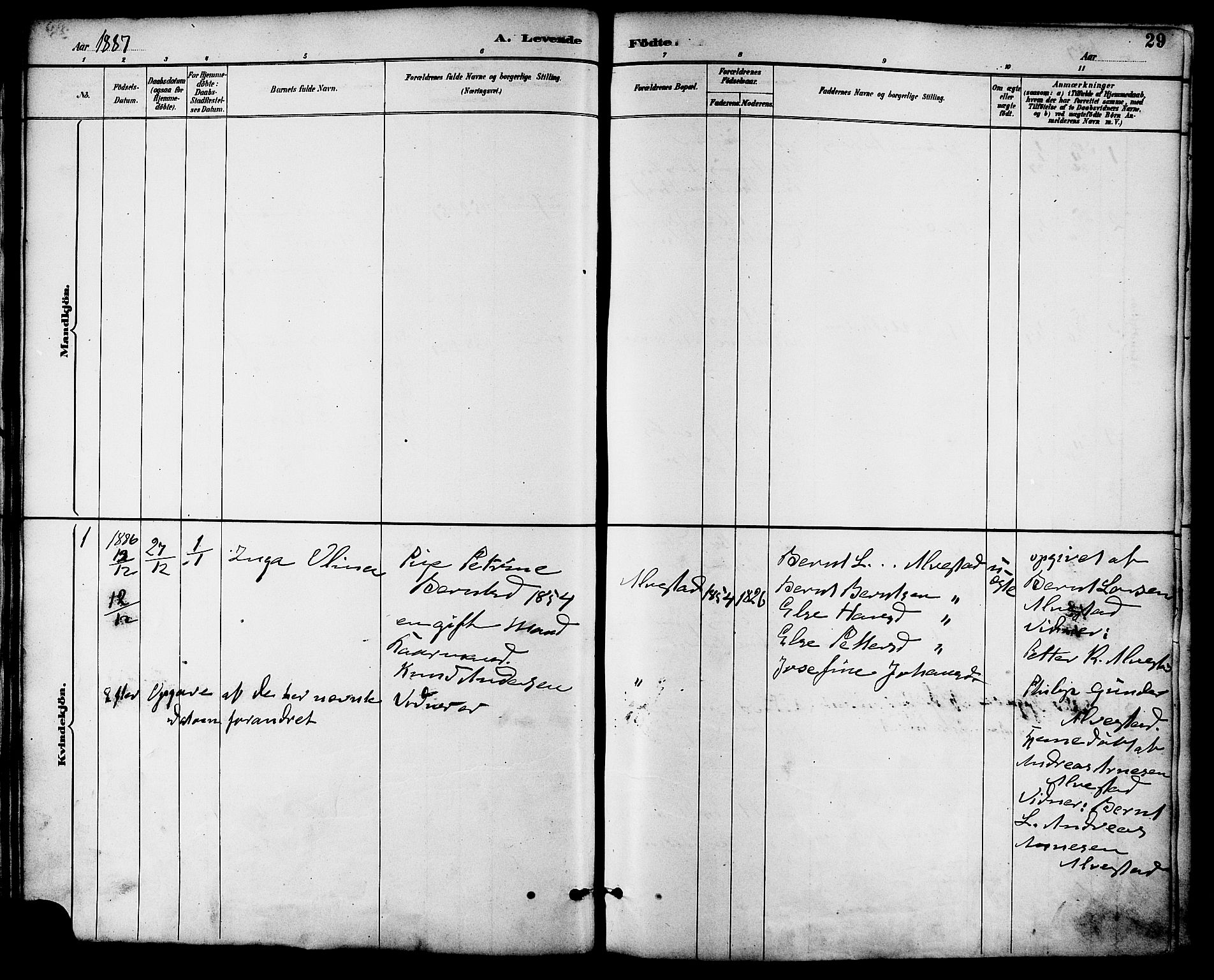 Ministerialprotokoller, klokkerbøker og fødselsregistre - Møre og Romsdal, AV/SAT-A-1454/536/L0501: Parish register (official) no. 536A10, 1884-1896, p. 29