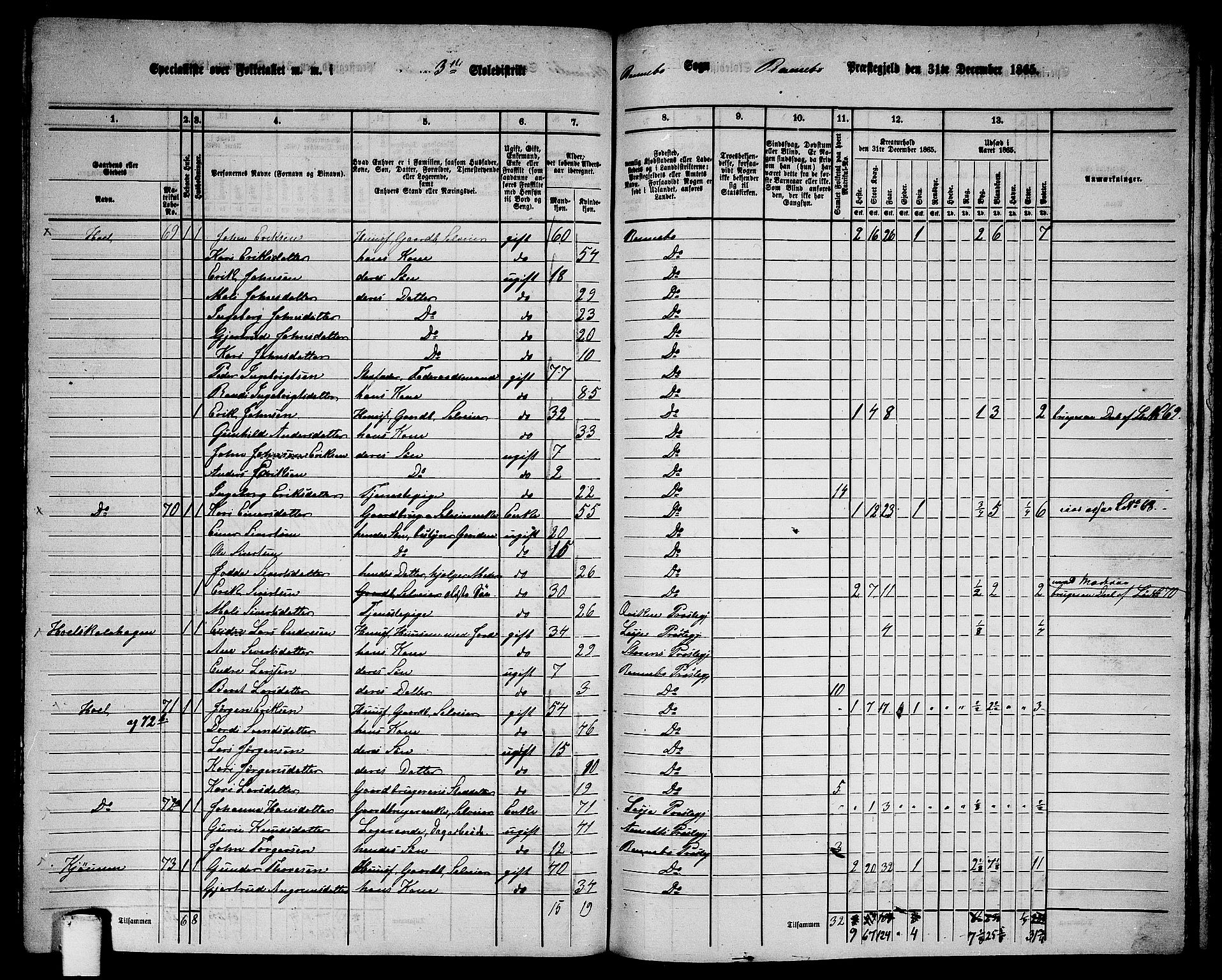 RA, 1865 census for Rennebu, 1865, p. 45