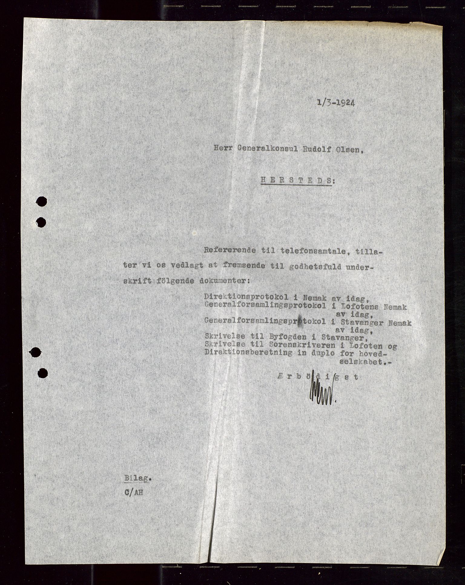 Pa 1521 - A/S Norske Shell, SAST/A-101915/E/Ea/Eaa/L0013: Sjefskorrespondanse, 1924, p. 76