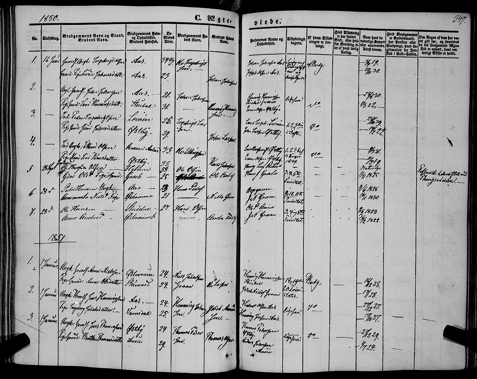 Ministerialprotokoller, klokkerbøker og fødselsregistre - Sør-Trøndelag, SAT/A-1456/695/L1146: Parish register (official) no. 695A06 /2, 1843-1859, p. 347