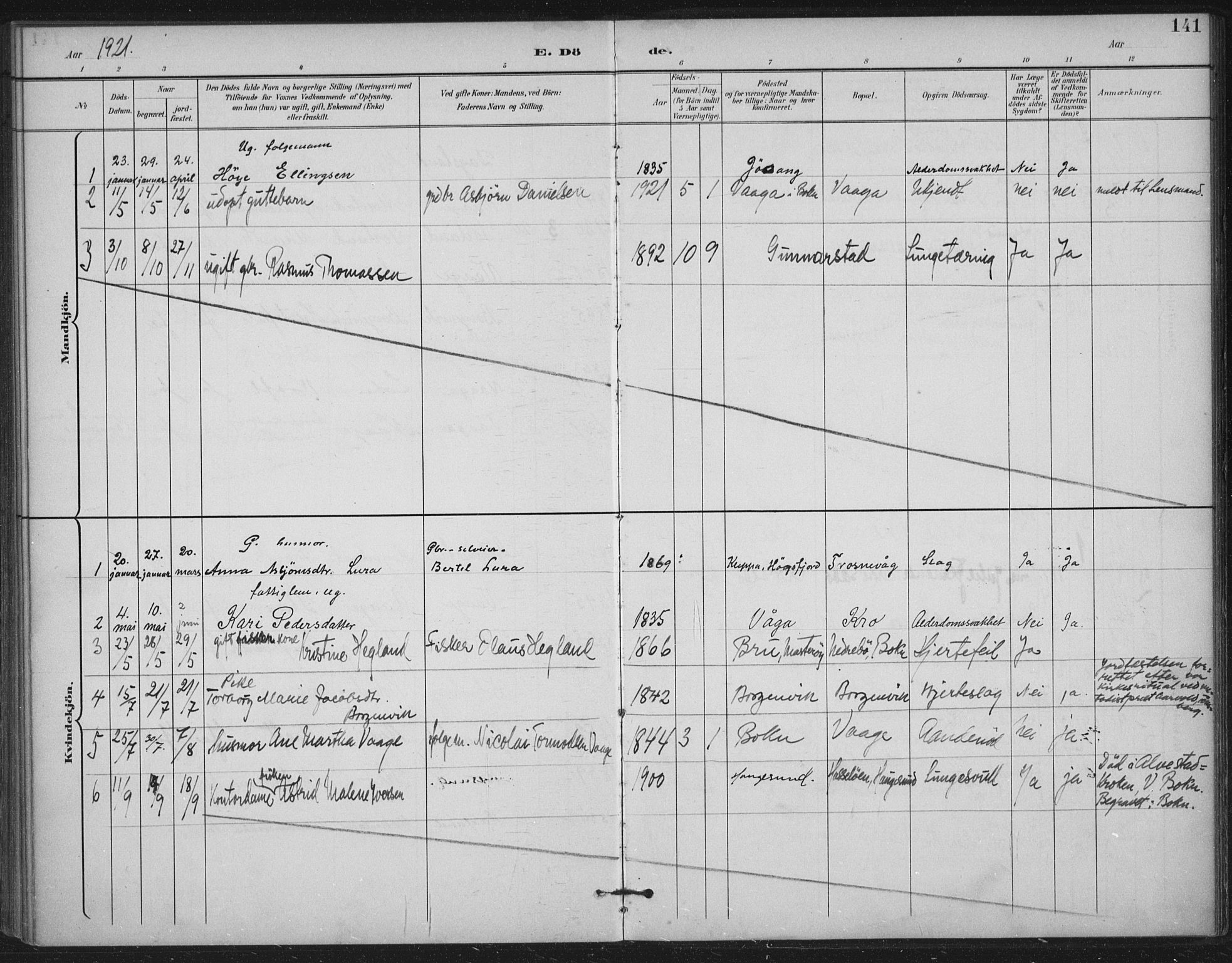 Tysvær sokneprestkontor, AV/SAST-A -101864/H/Ha/Haa/L0009: Parish register (official) no. A 9, 1898-1925, p. 141