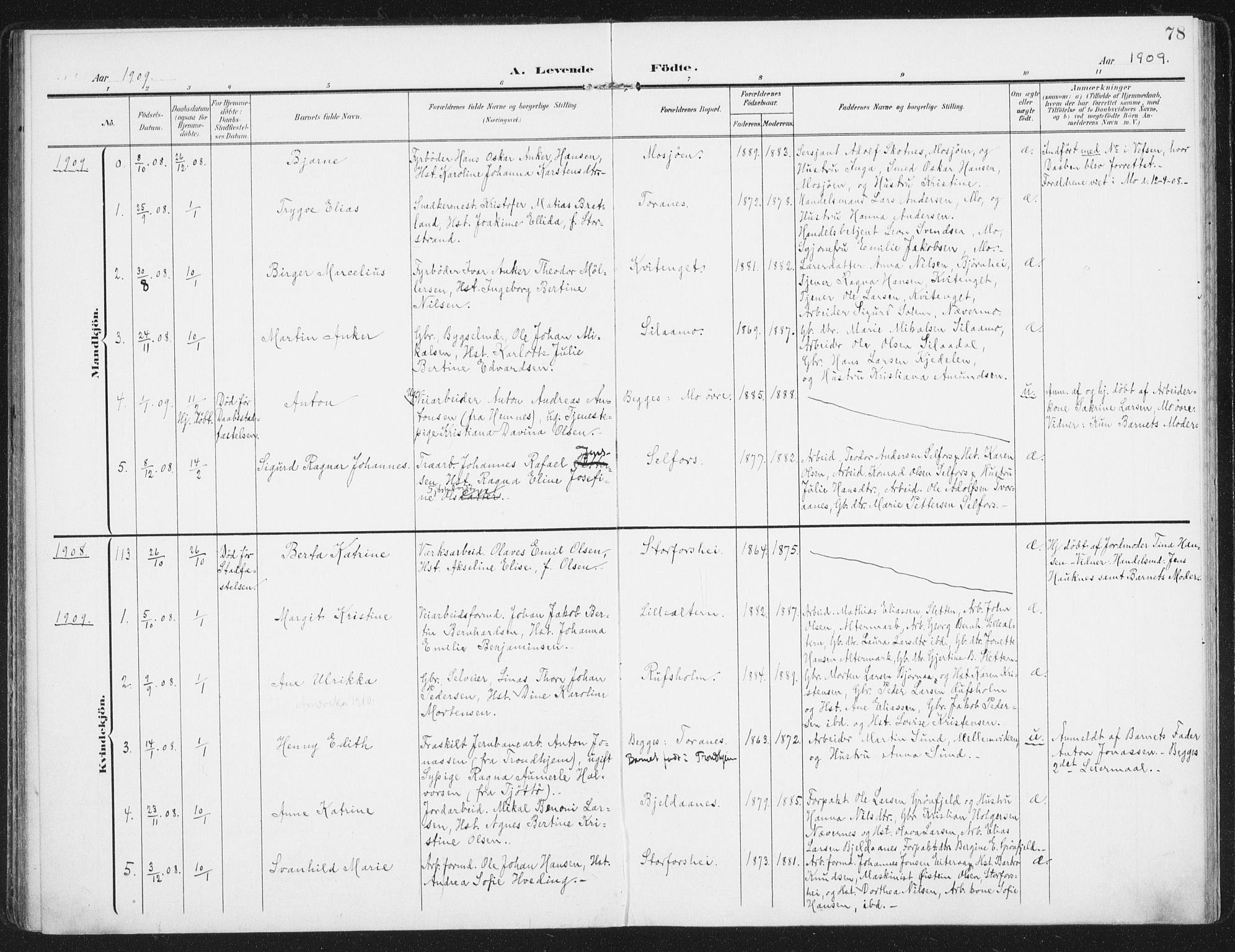 Ministerialprotokoller, klokkerbøker og fødselsregistre - Nordland, SAT/A-1459/827/L0402: Parish register (official) no. 827A14, 1903-1912, p. 78